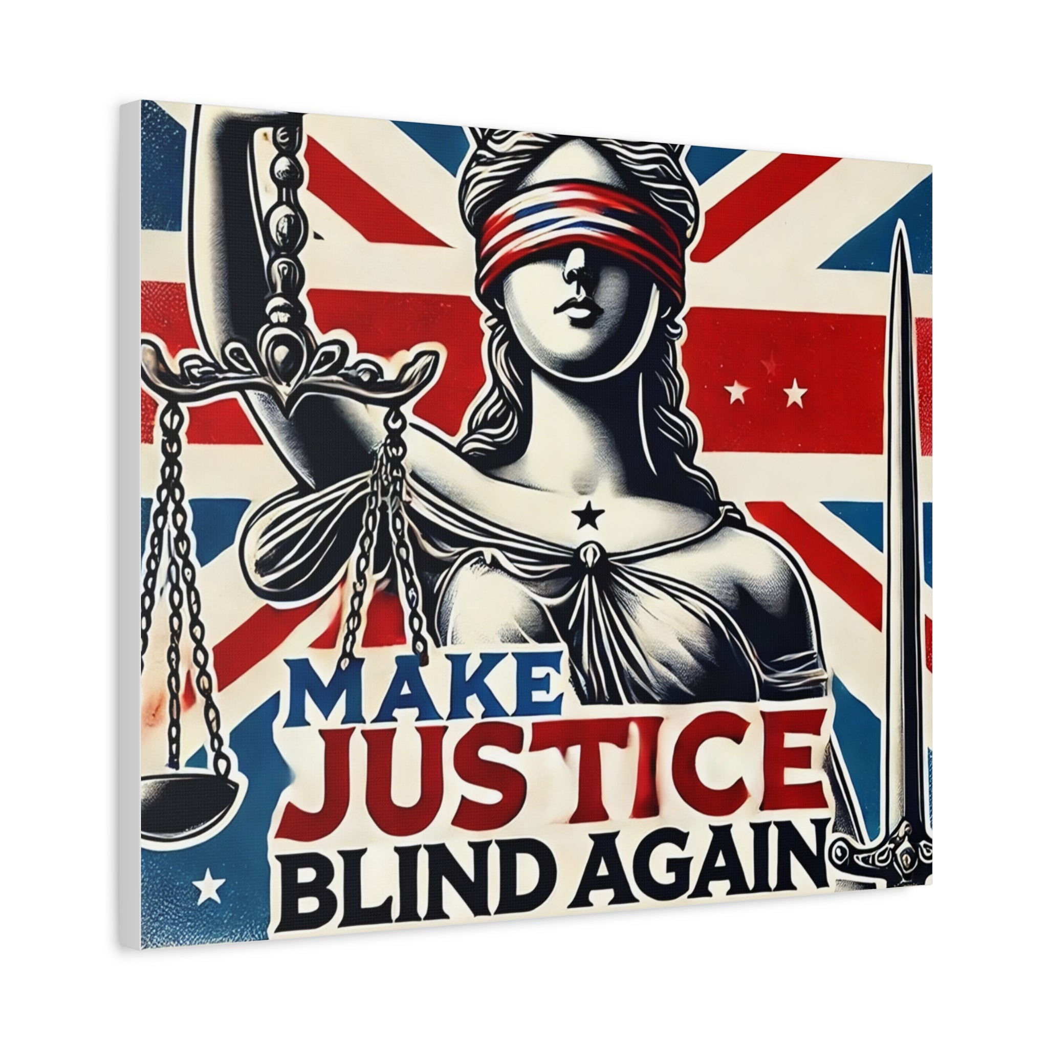 Make Justice Blind Again Wall Art | Canvas Print | Justice Is Blind Wall Decor, Legal Theme Home Decor | Free Speech Equality Artwork