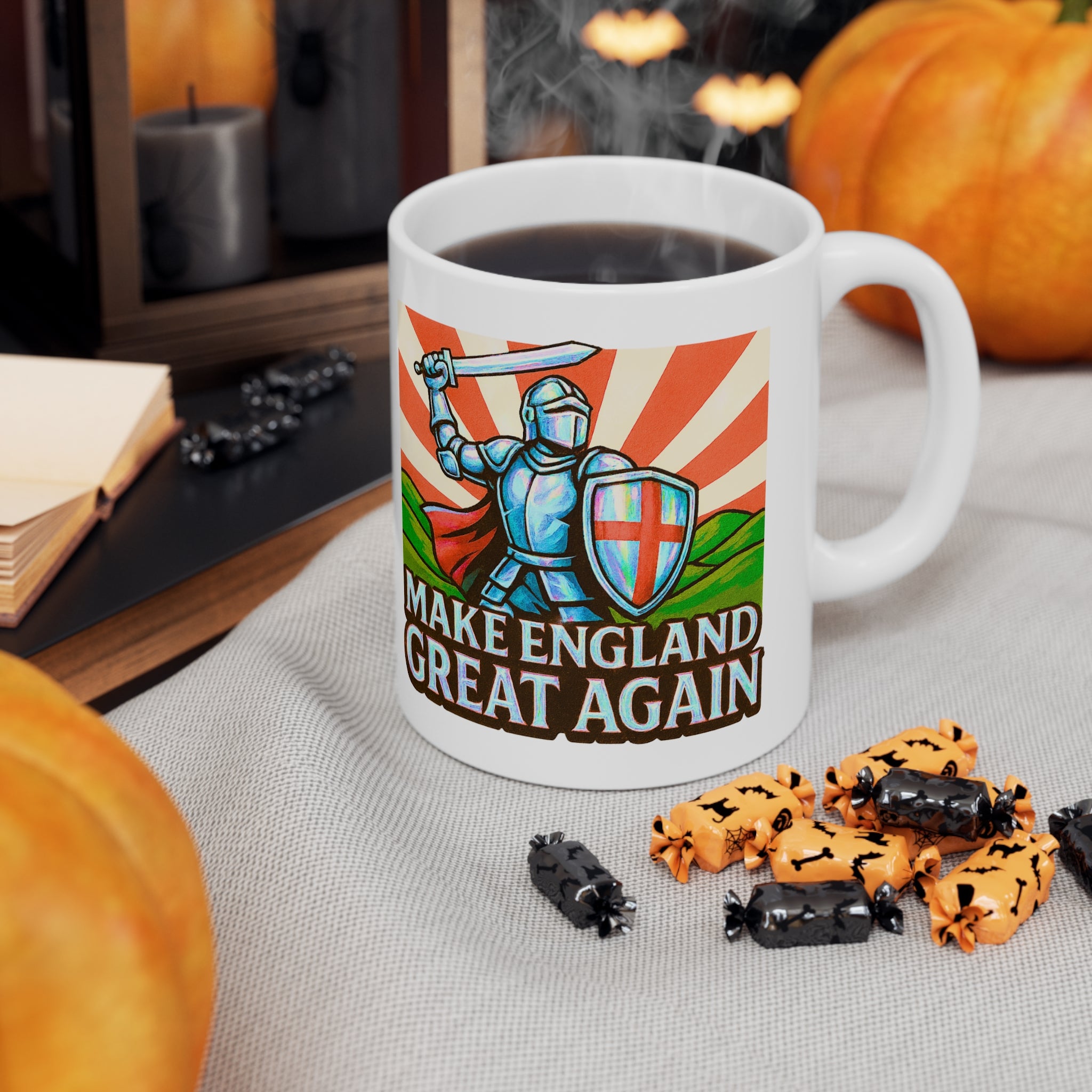 Make England Great Again Mug | Glossy Iridescent St. George Knight Cup | Funny English Patriot Gift | Medieval Coffee & Tea Mug