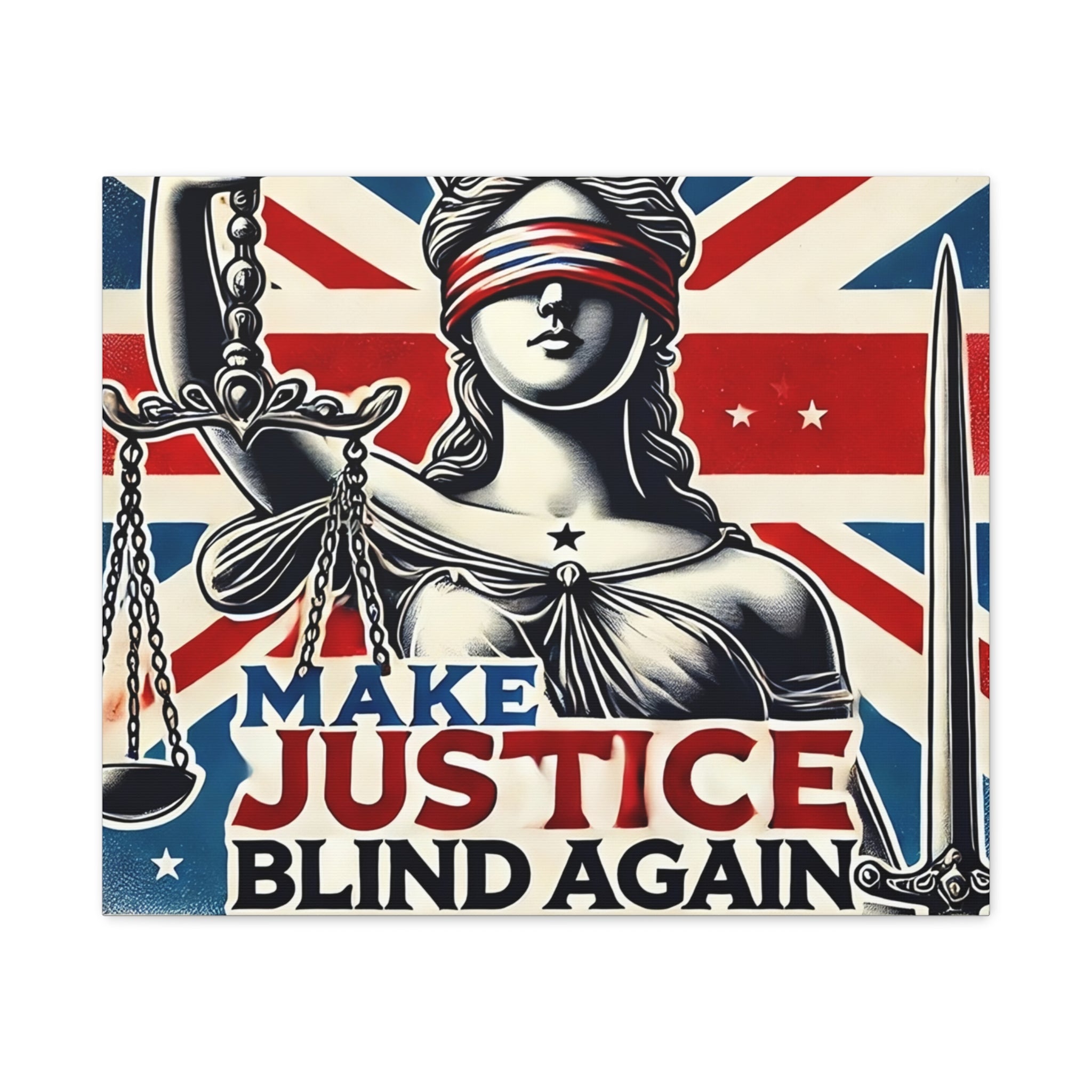 Make Justice Blind Again Wall Art | Canvas Print | Justice Is Blind Wall Decor, Legal Theme Home Decor | Free Speech Equality Artwork