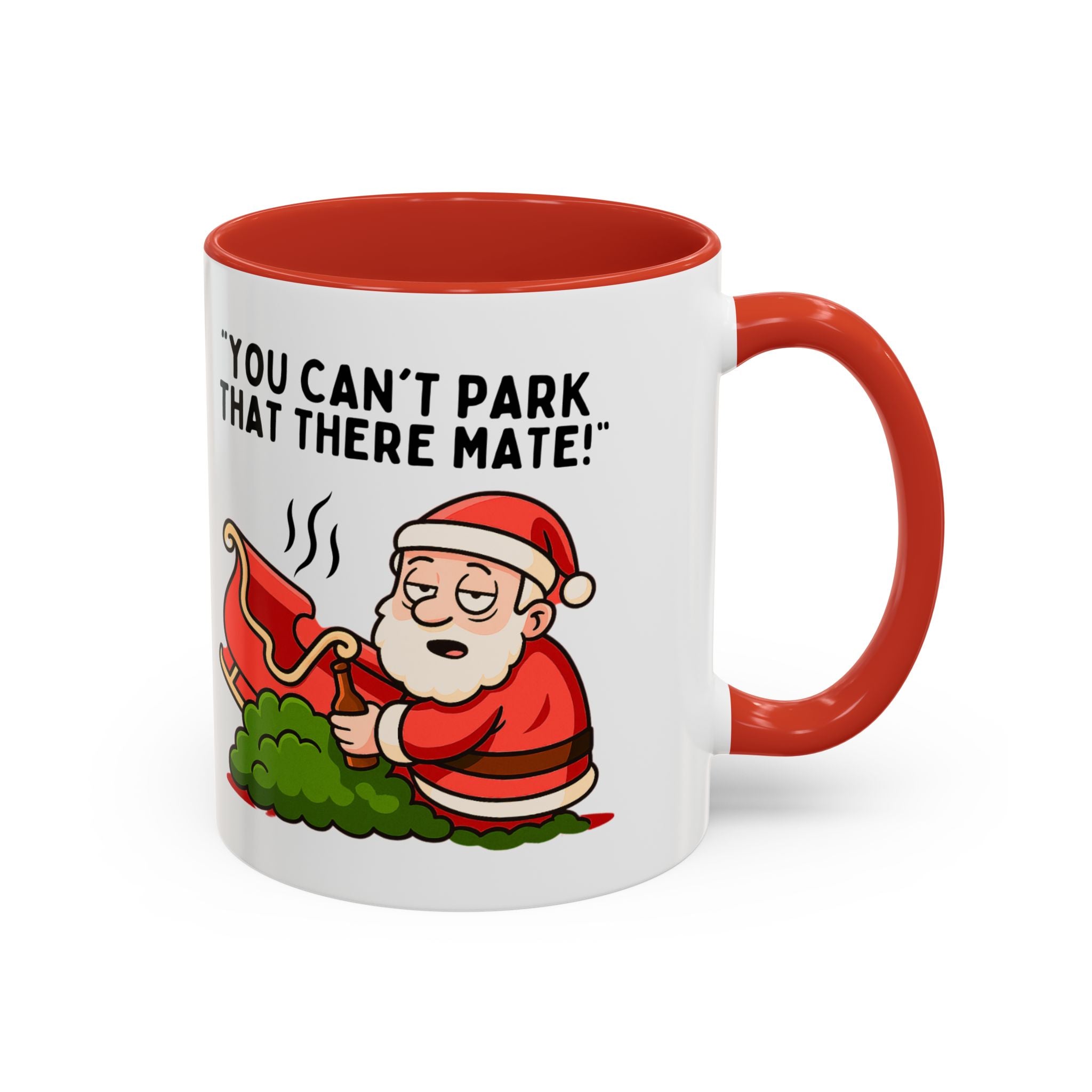 You Can't Park That There Mate! - Funny British Christmas Mug | Tipsy Santa Design | Cheeky Xmas Gift | Festive UK Humour Mug