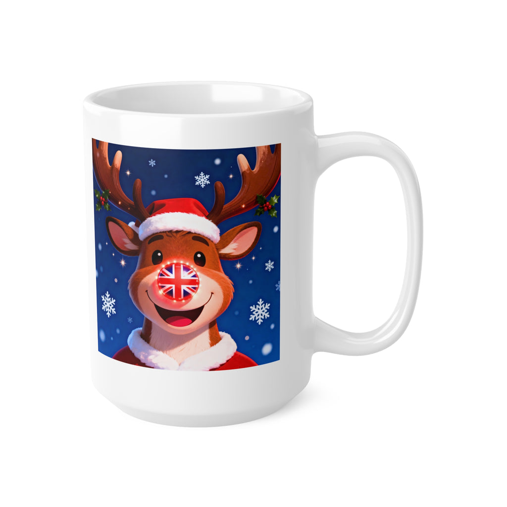 Union Jack Rudolph Reindeer Christmas Mug | Cute British Themed Christmas Mug