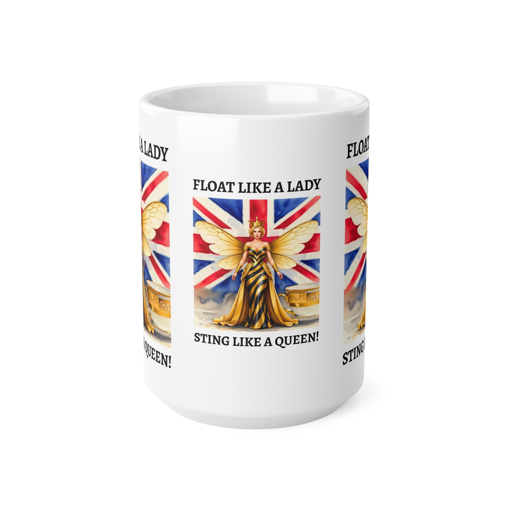 Float Like a Lady, Sting Like a Queen Mug | Union Jack Fairy Goddess Coffee Cup | International Women's Day
