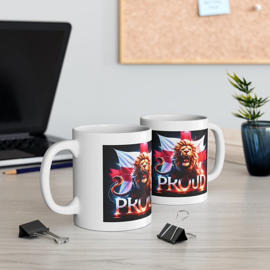 English Lion Patriot Mug | England Flag Coffee Cup | National Pride Gift | St. George's Cross England Tea Mug