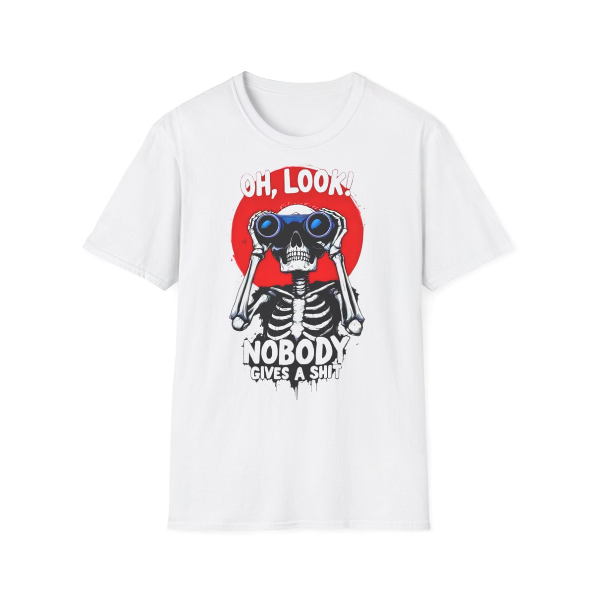 Oh Look skeleton with binoculars t-shirt