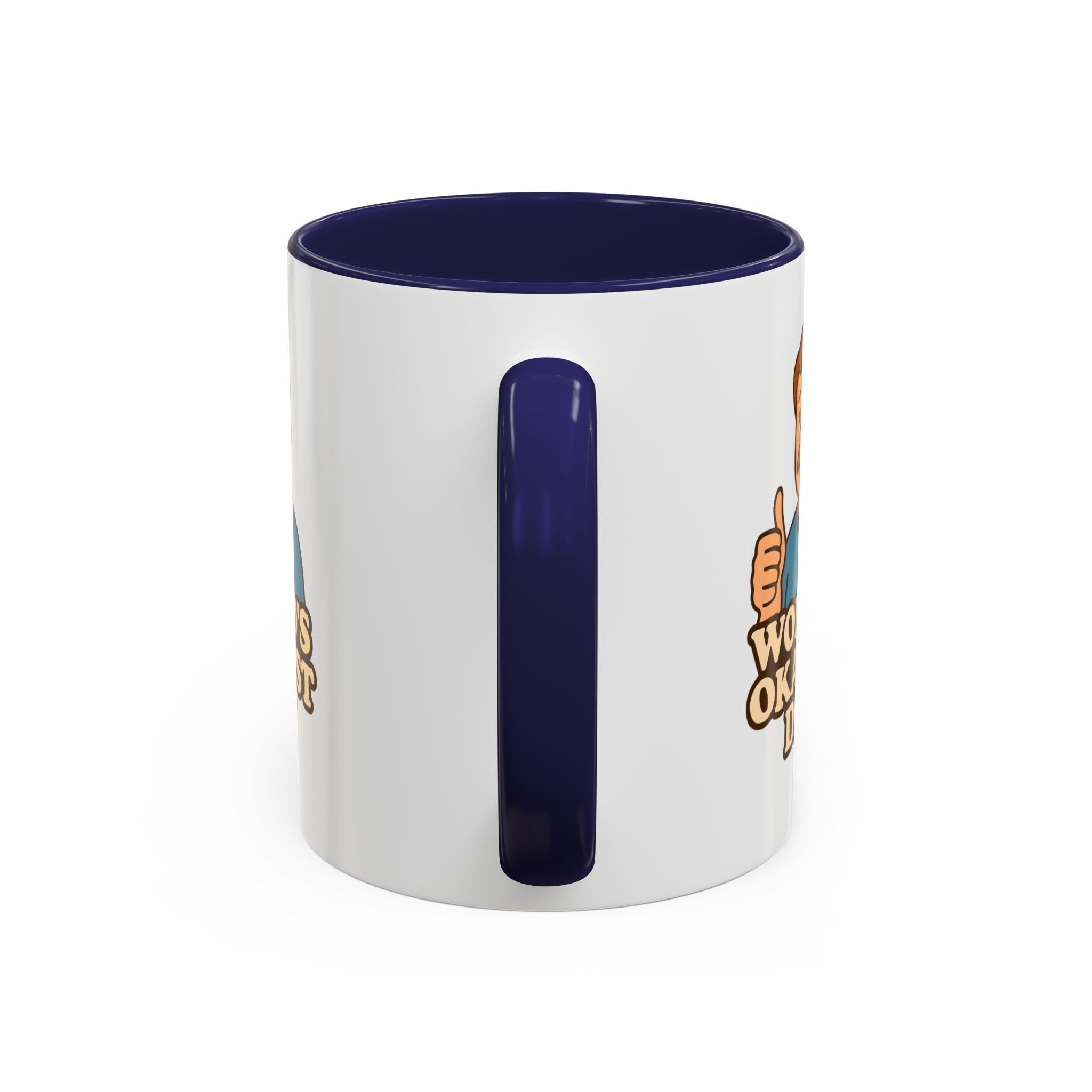 Worlds Okayest Dad Mug - Funny Fathers Day Gift |  11oz Sarcastic Coffee Cup | Thumbs Up Dad