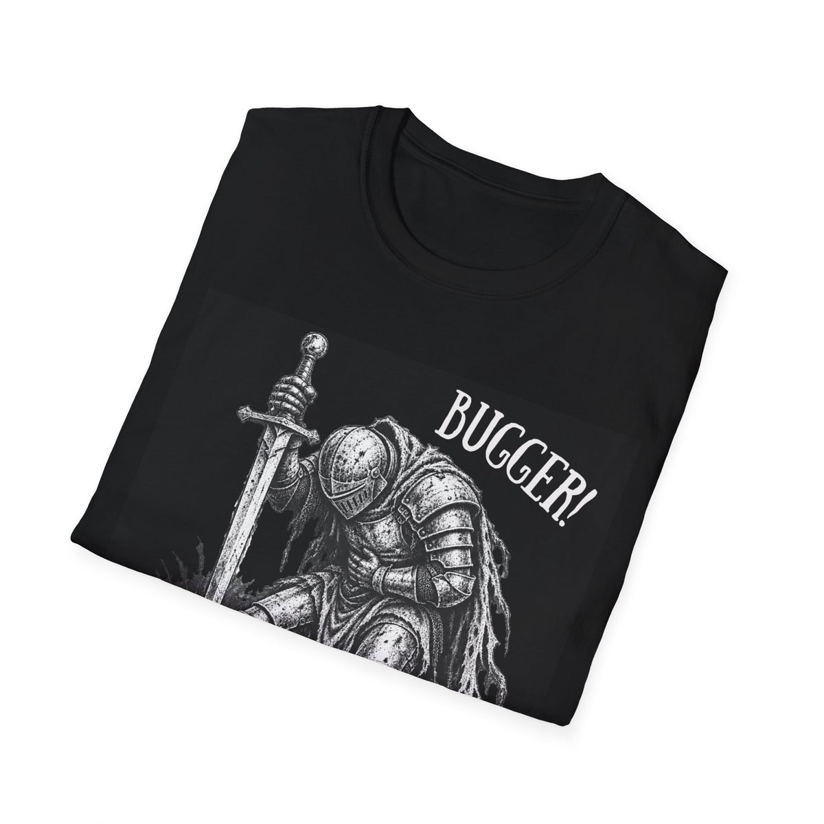 Funny medieval knight Bugger extra ale black t-shirt, photo 2