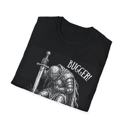 Funny medieval knight Bugger extra ale black t-shirt, photo 2