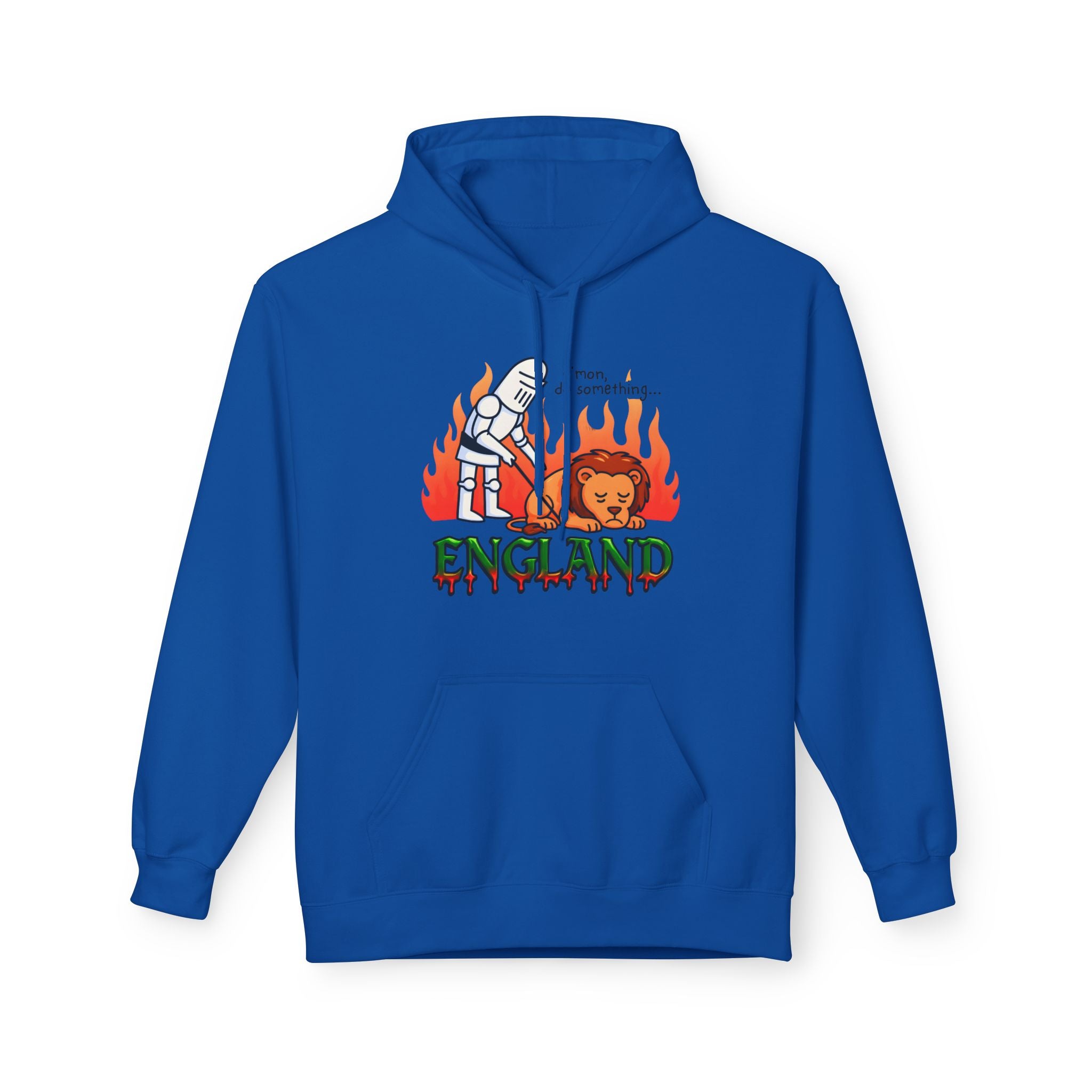 C'mon Do Something Funny England Meme Unisex Hoodie | Sad Lion & Knight Cartoon National Pride Jumper | English Pride Sweater