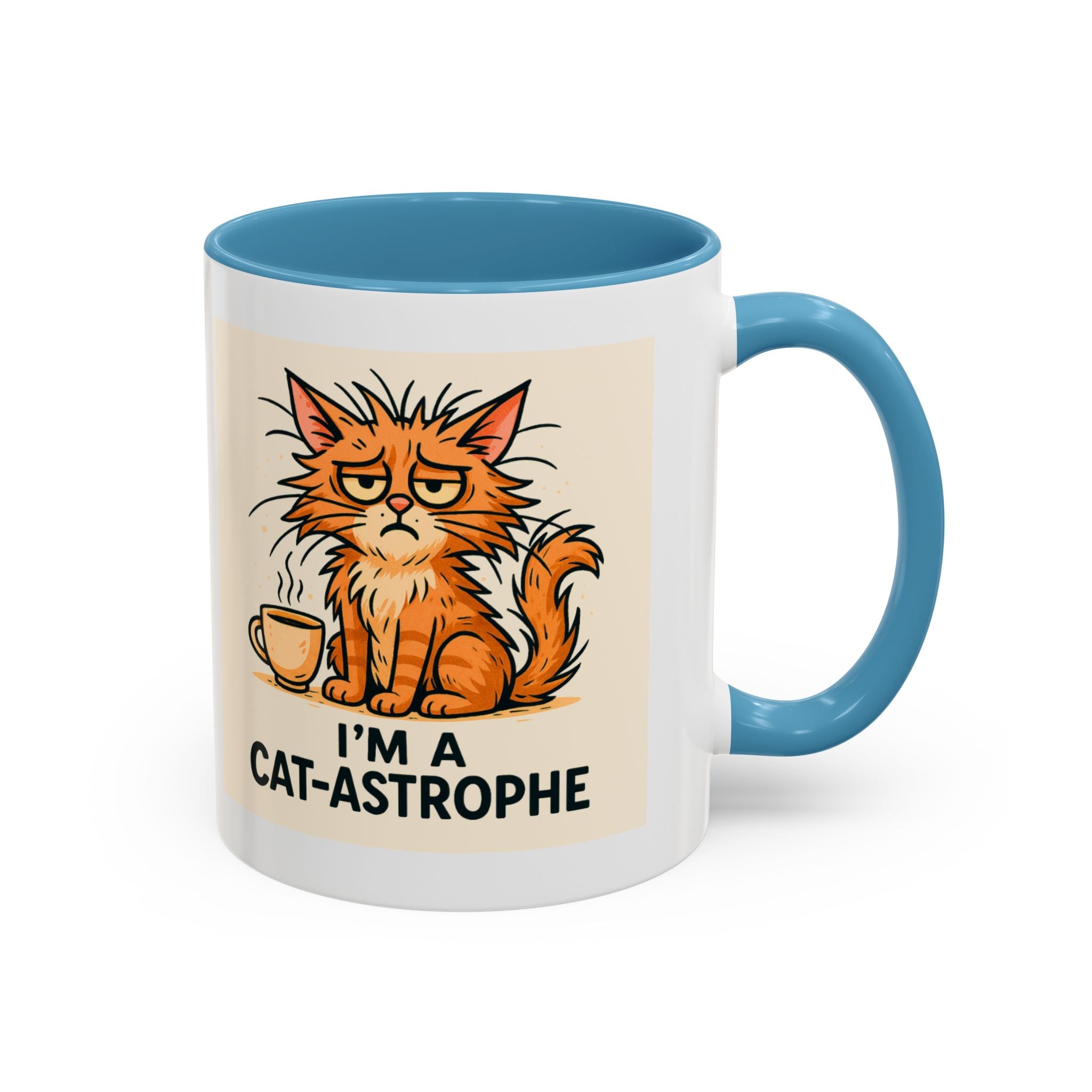 I'm A Cat-astrophe 11oz Mug | Funny Frazzled Cat Coffee Cup | Hot Mess Cat Lover Gift | Microwave & Dishwasher Safe | Whimsical Animal Mug