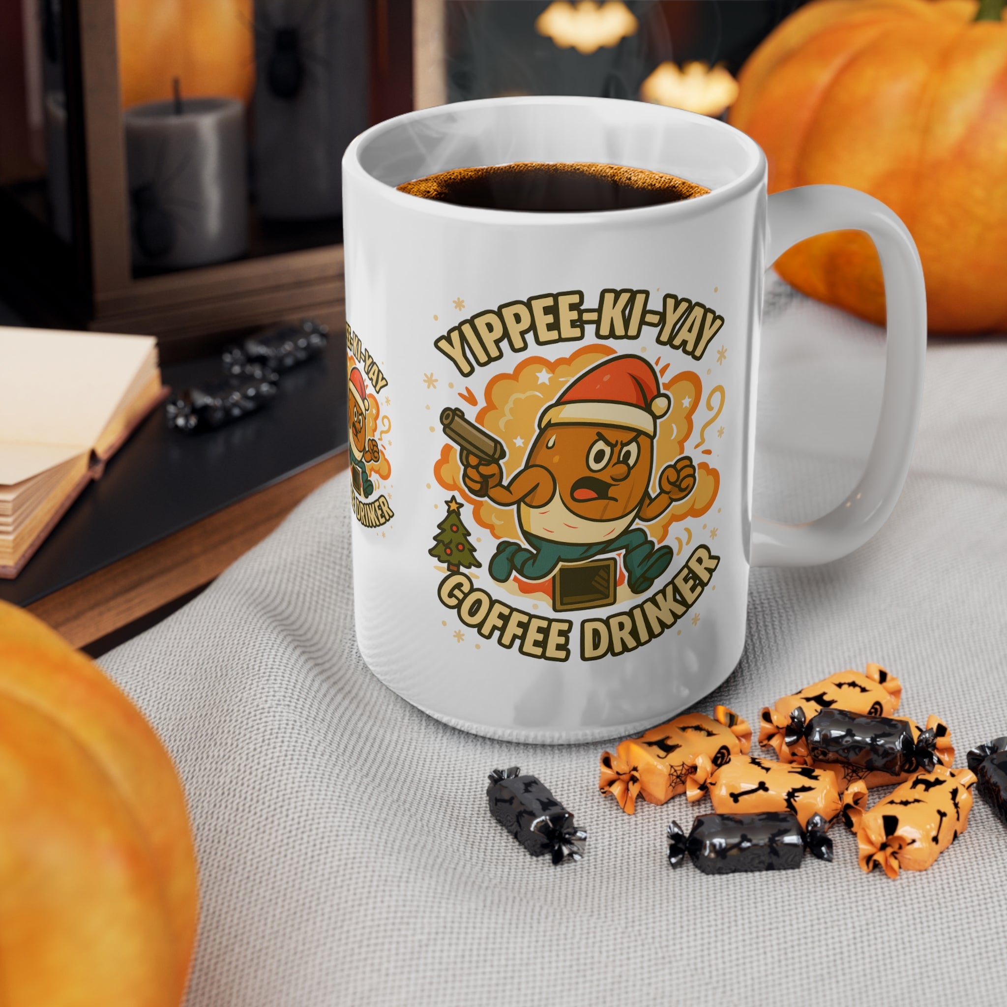 Funny Christmas Mug - Yippee-Ki-Yay Coffee Drinker Movie Parody Mug