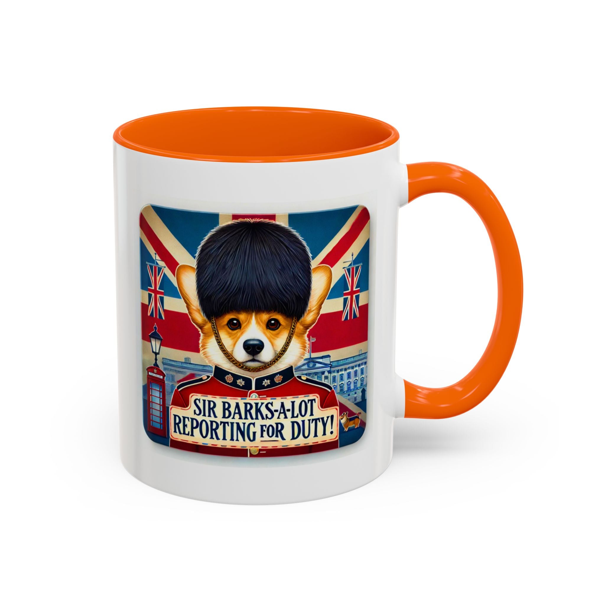 Sir Barks-a-Lot Accent Coffee Mug | Patriotic British Doggy Design | Whimsical 11oz Cup Multiple Colors | Lead & BPA-Free, C-Shaped Handle