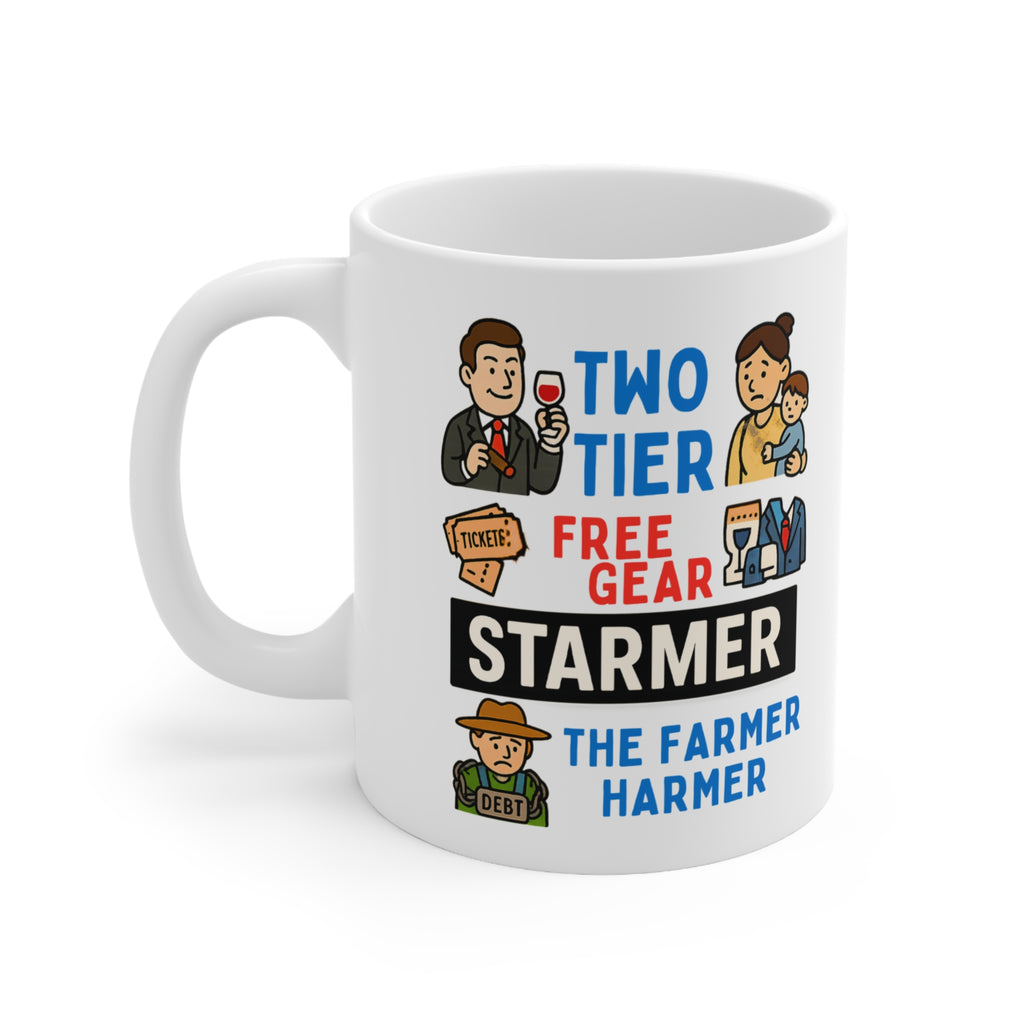 Two Tier Keir Starmer Parody Mug | Funny Political Satire Coffee Cup | Free Speech Patriotic UK Freedom Meme Gift | 11oz & 15oz Ceramic