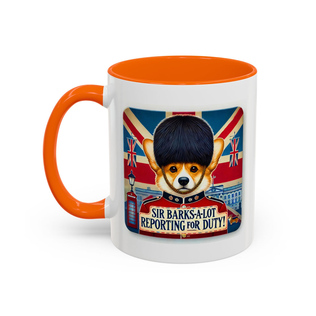 Sir Barks-a-Lot Accent Coffee Mug | Patriotic British Doggy Design | Whimsical 11oz Cup Multiple Colors | Lead & BPA-Free, C-Shaped Handle
