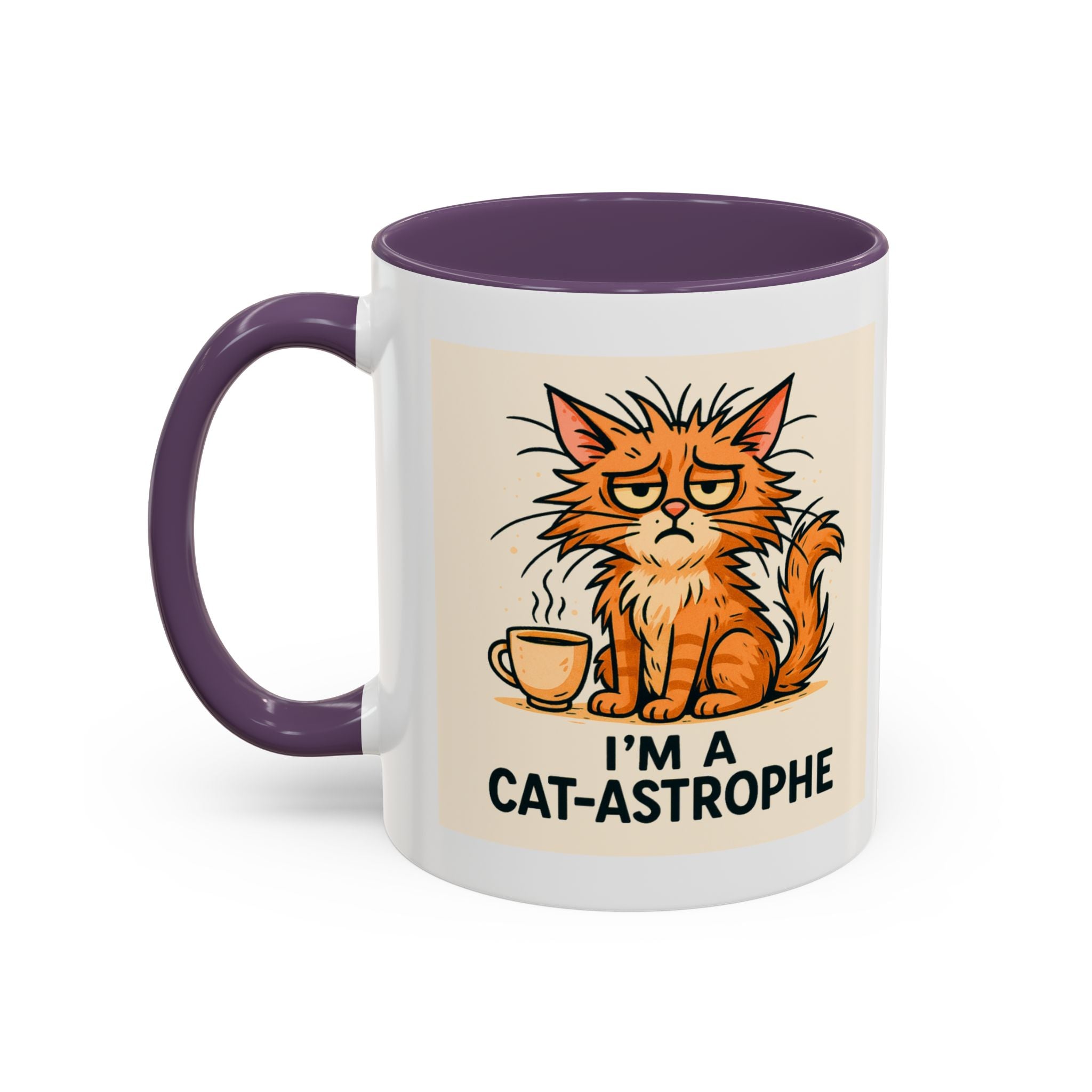 I'm A Cat-astrophe 11oz Mug | Funny Frazzled Cat Coffee Cup | Hot Mess Cat Lover Gift | Microwave & Dishwasher Safe | Whimsical Animal Mug