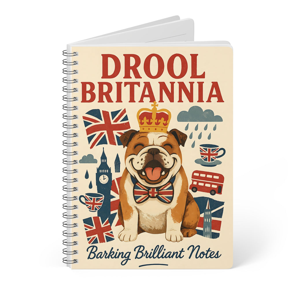 Drool Britannia Bulldog Journal | A5 British Dog Notebook for School or Uni | Union Jack Stationery | Barking Brilliant Notes for Writers