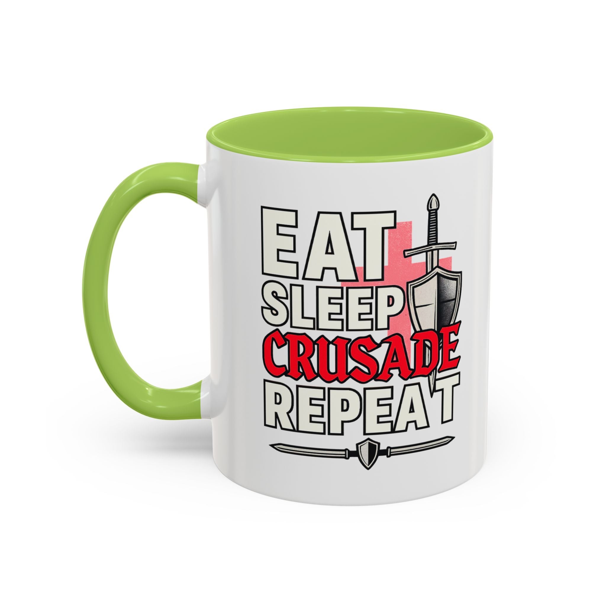 Eat Sleep CRUSADE Repeat 11oz Mug | Medieval Knight Coffee Cup | National Pride Mug | Funny Gamer Gift | English Patriot Mug