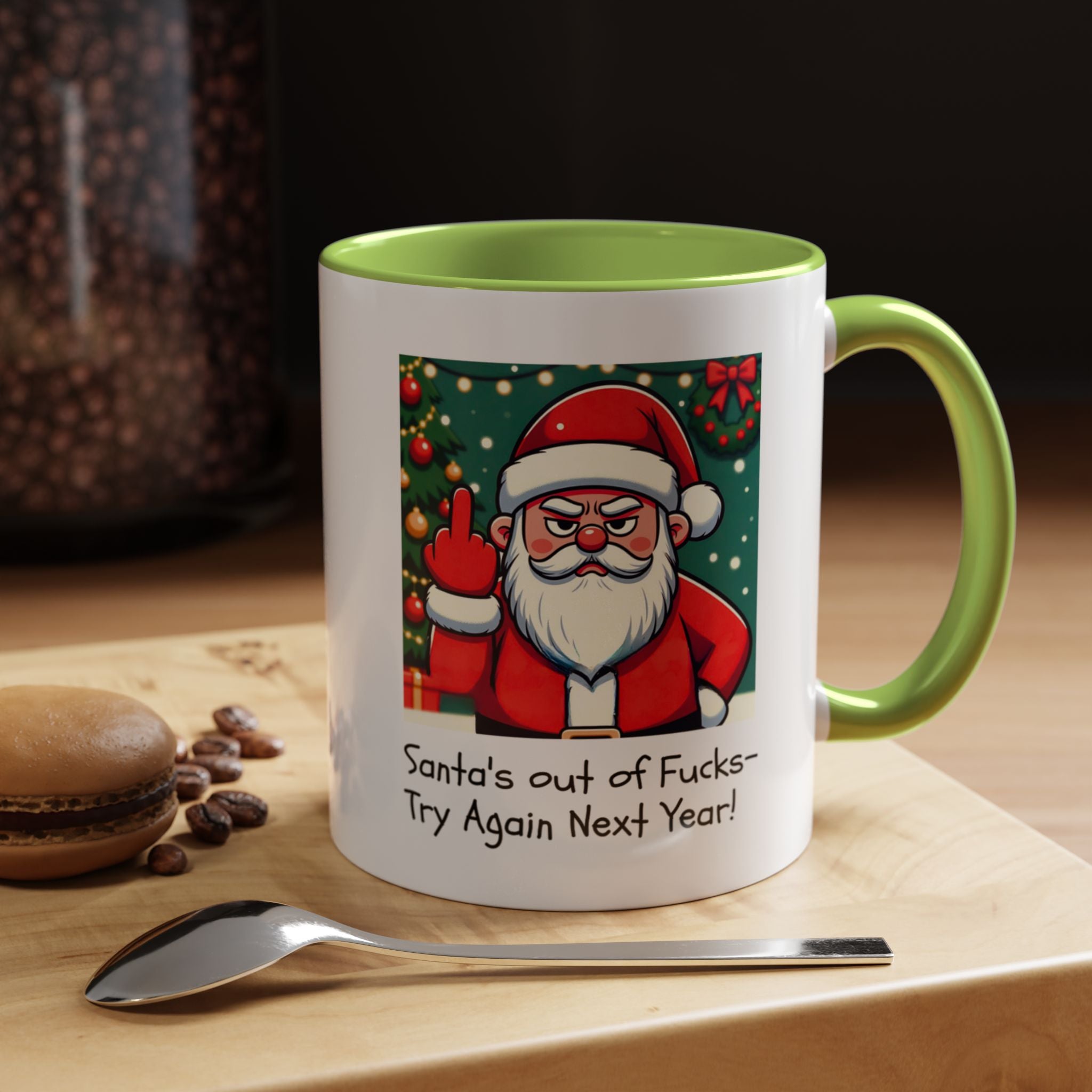 Bad Santa Middle Finger Mug | Rude and Offensive Christmas Funny Gag Gift