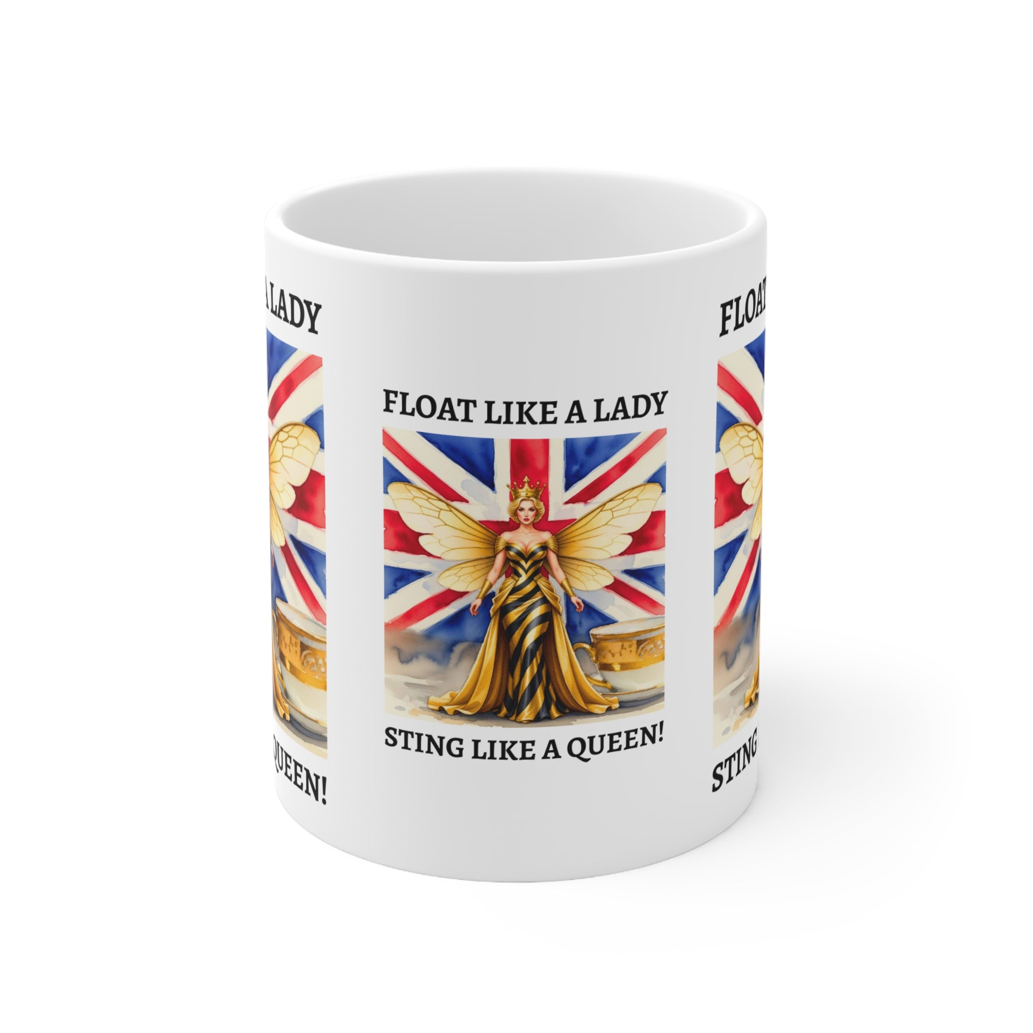 Float Like a Lady, Sting Like a Queen Mug | Union Jack Fairy Goddess Coffee Cup | International Women's Day