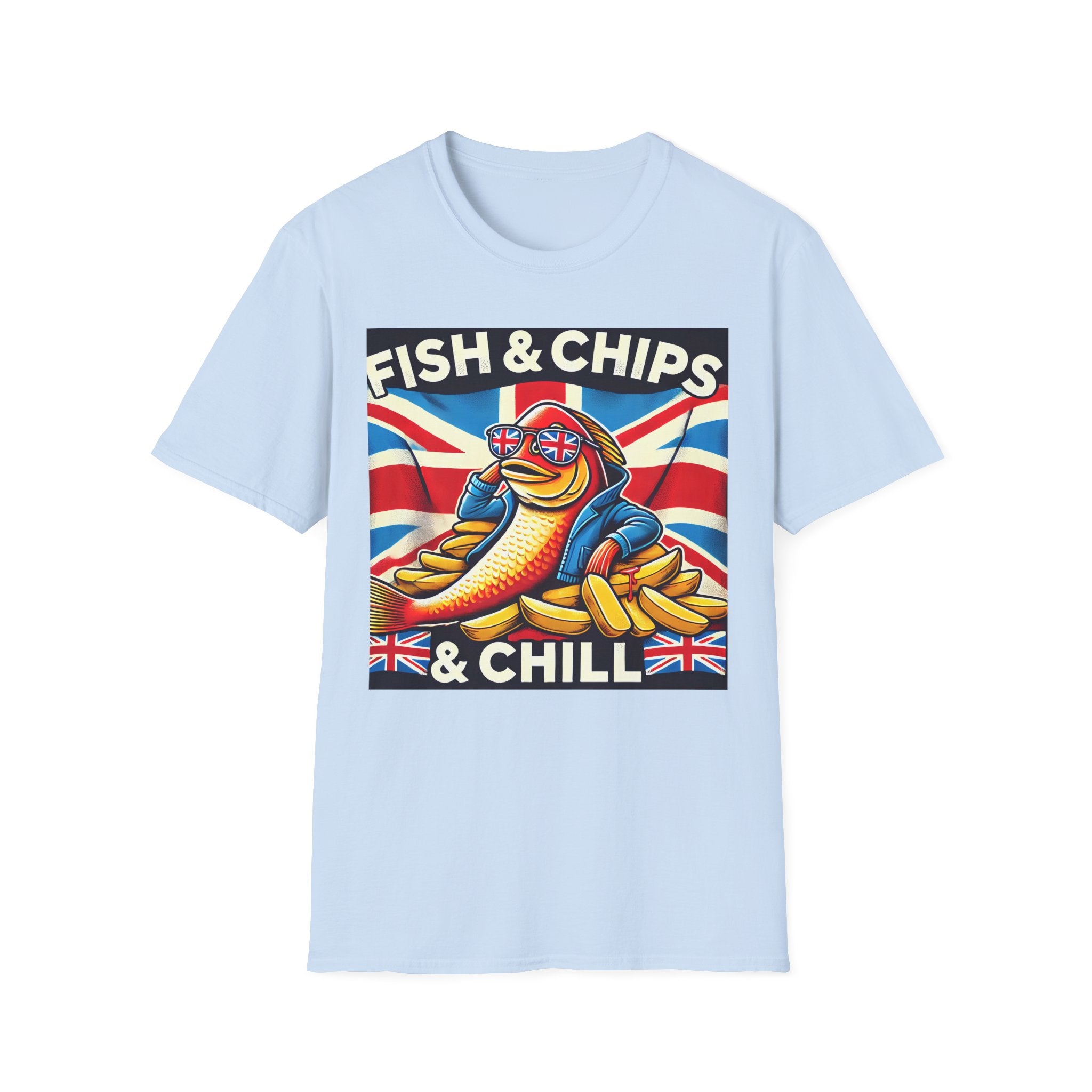 Fish & Chips n Chill Unisex T-Shirt | The Ultimate British Foodie Tee | Funny Pub Festival Wear | Gift for Food Lovers | UK Banter Apparel