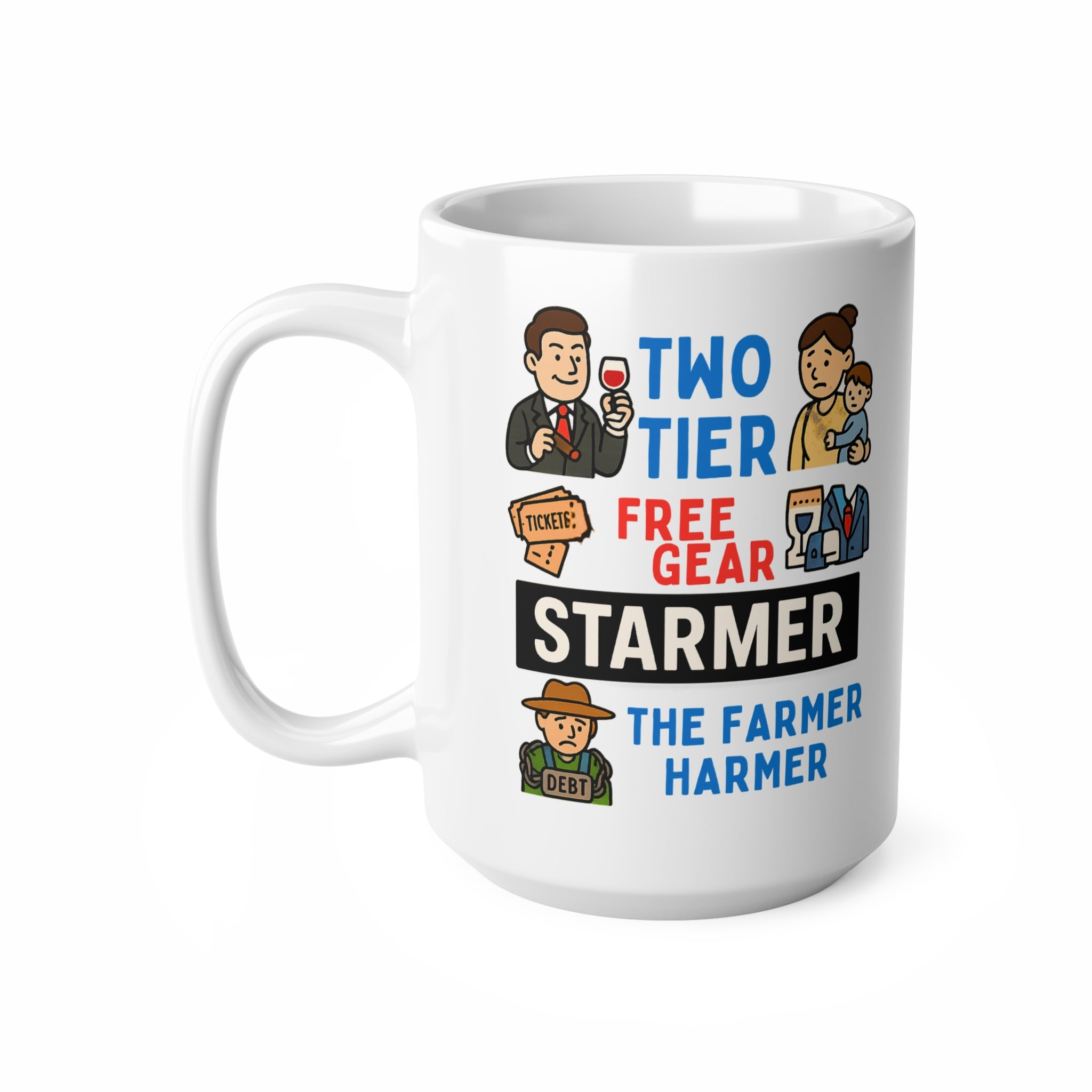 Two Tier Keir Starmer Parody Mug | Funny Political Satire Coffee Cup | Free Speech Patriotic UK Freedom Meme Gift | 11oz & 15oz Ceramic
