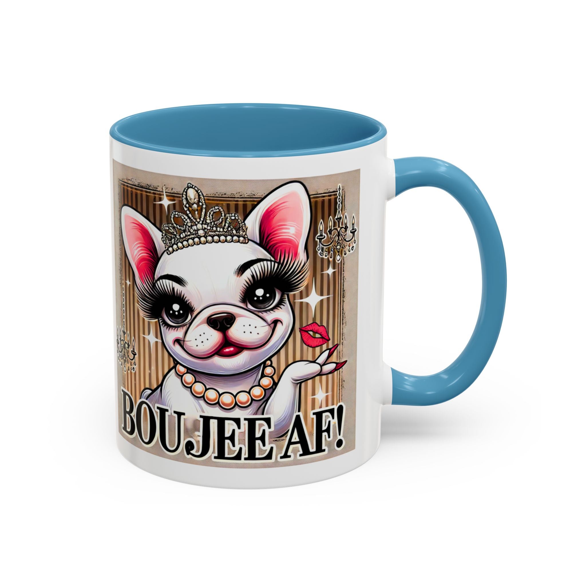 BOUJEE AF Frenchie Mug | 11oz Cute Ceramic Coffee Cup Gift for Animal Lovers | French Bulldog Novelty Mug