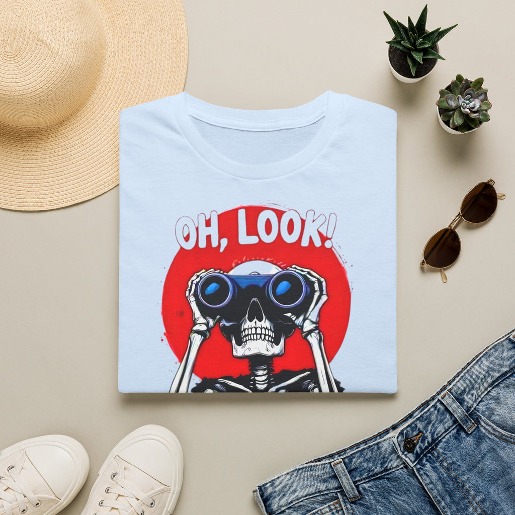 Oh Look Skeleton with Binoculars T-Shirt | Funny Skull Tee