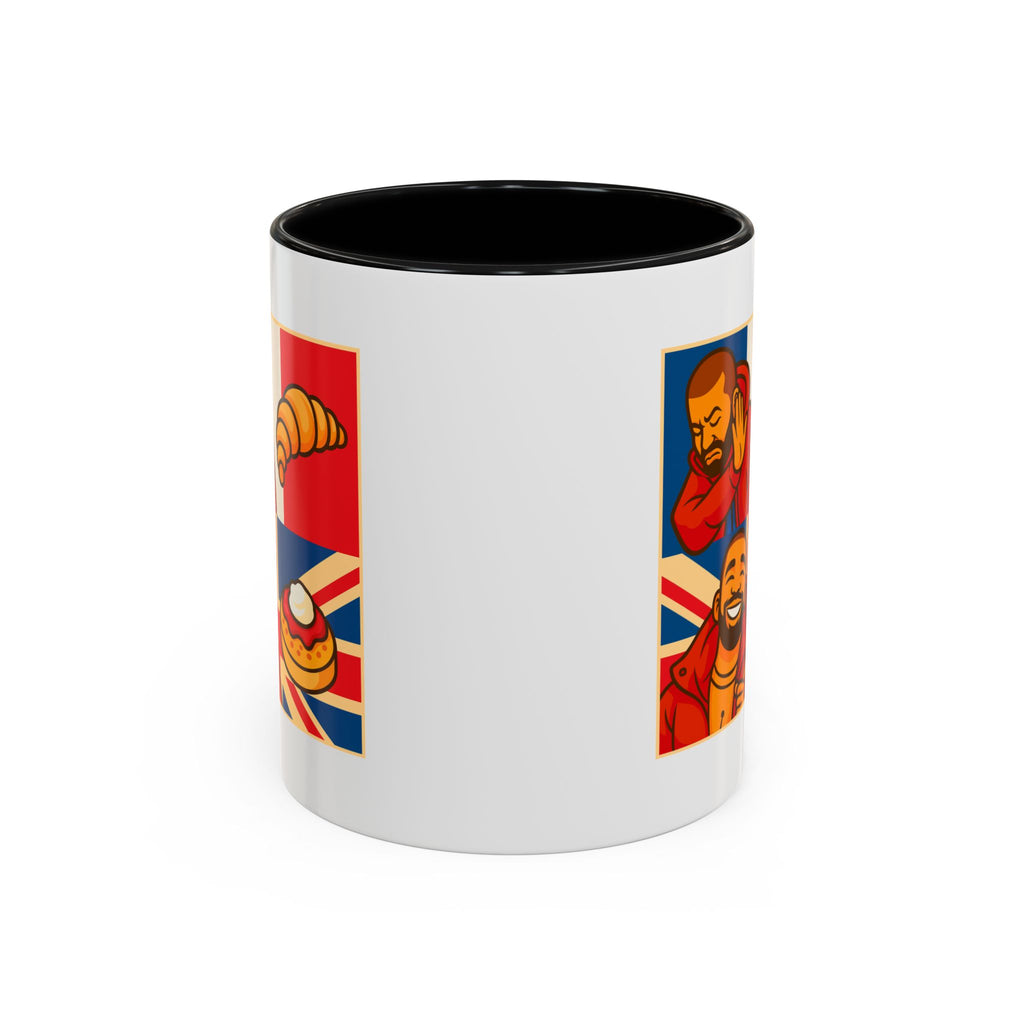 Funny British Croissant Vs Crumpet Mug - UK Patriot Drake Meme Gift | Anti-French Tea Humour | Funny Foodie Present | Union Jack Coffee Cup