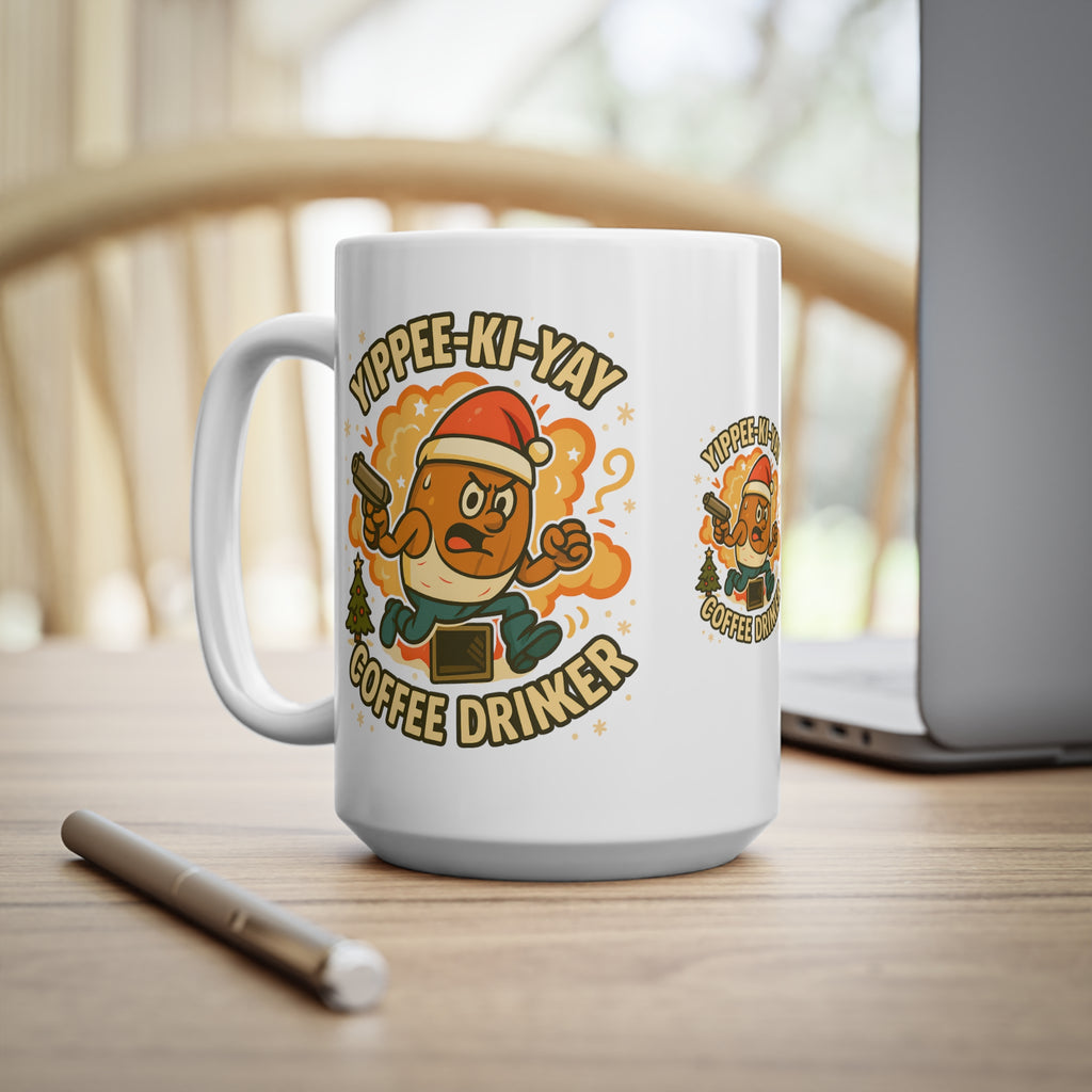 Funny Christmas Mug - Yippee-Ki-Yay Coffee Drinker Movie Parody Mug
