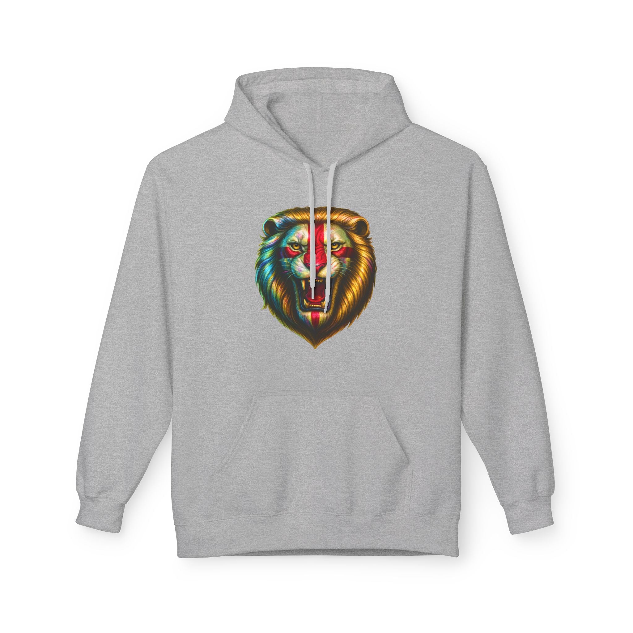 MEGA Hoodie with Shiny English Lion | Patriotic St George's Cross Unisex Hoodie | Funny Medieval England Gift