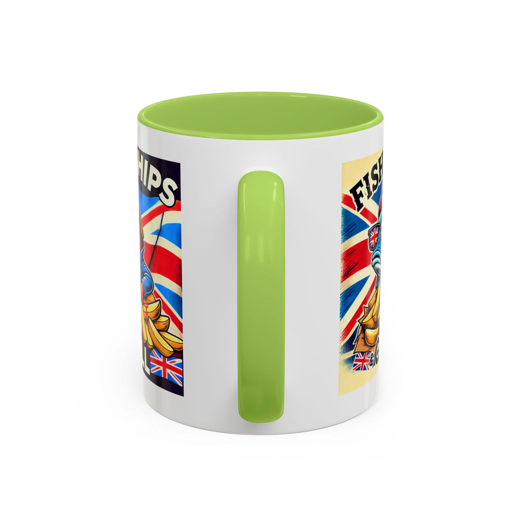 Fish & Chips n Chill Mug | Funny British Coffee Cup | Foodie Gift | Quirky UK Tea Mug | Accent Coffee Cup for Home or Office