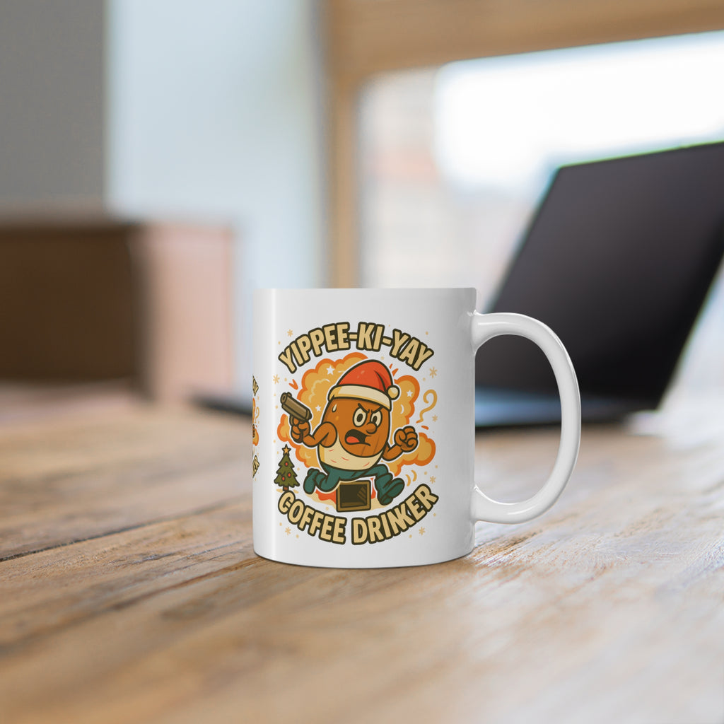 Funny Christmas Mug - Yippee-Ki-Yay Coffee Drinker Movie Parody Mug