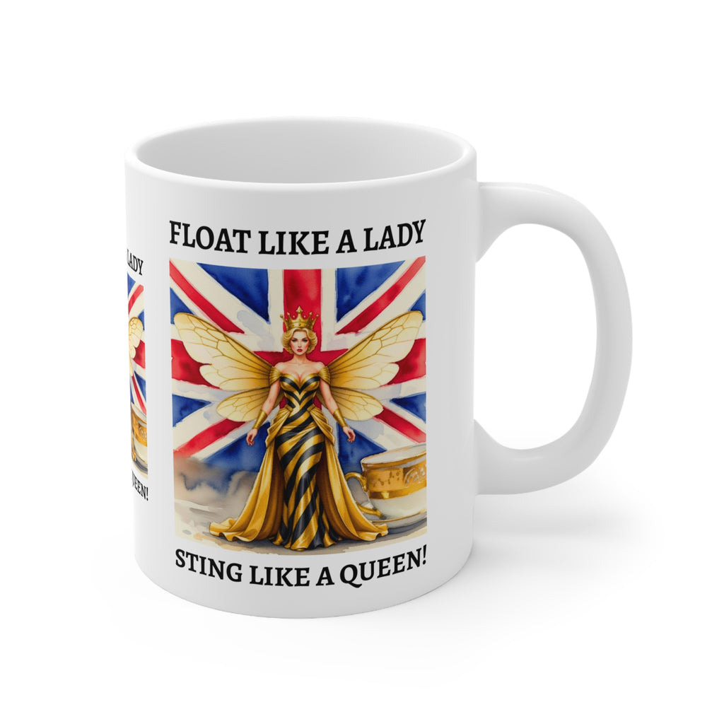 Float Like a Lady, Sting Like a Queen Mug | Union Jack Fairy Goddess Coffee Cup | International Women's Day