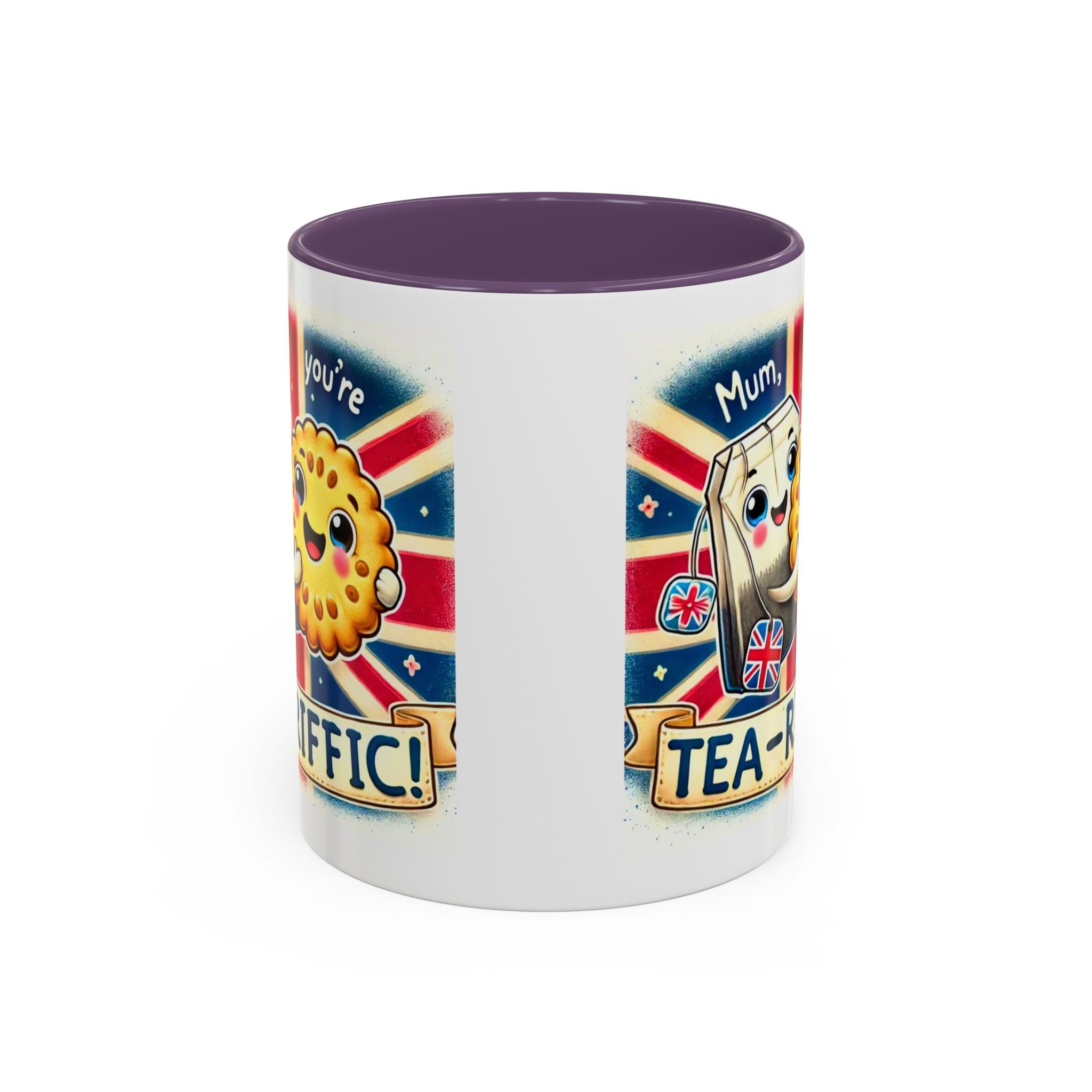 Mum, You're Tea-Riffic! 11oz Accent Mug | Funny British Mothers Day Gift | Cute Tea Lover Accent Cup | Funny Pun Mug | Gift for Mum