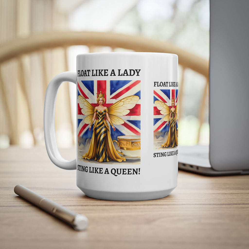 Float Like a Lady, Sting Like a Queen Mug | Union Jack Fairy Goddess Coffee Cup | International Women's Day