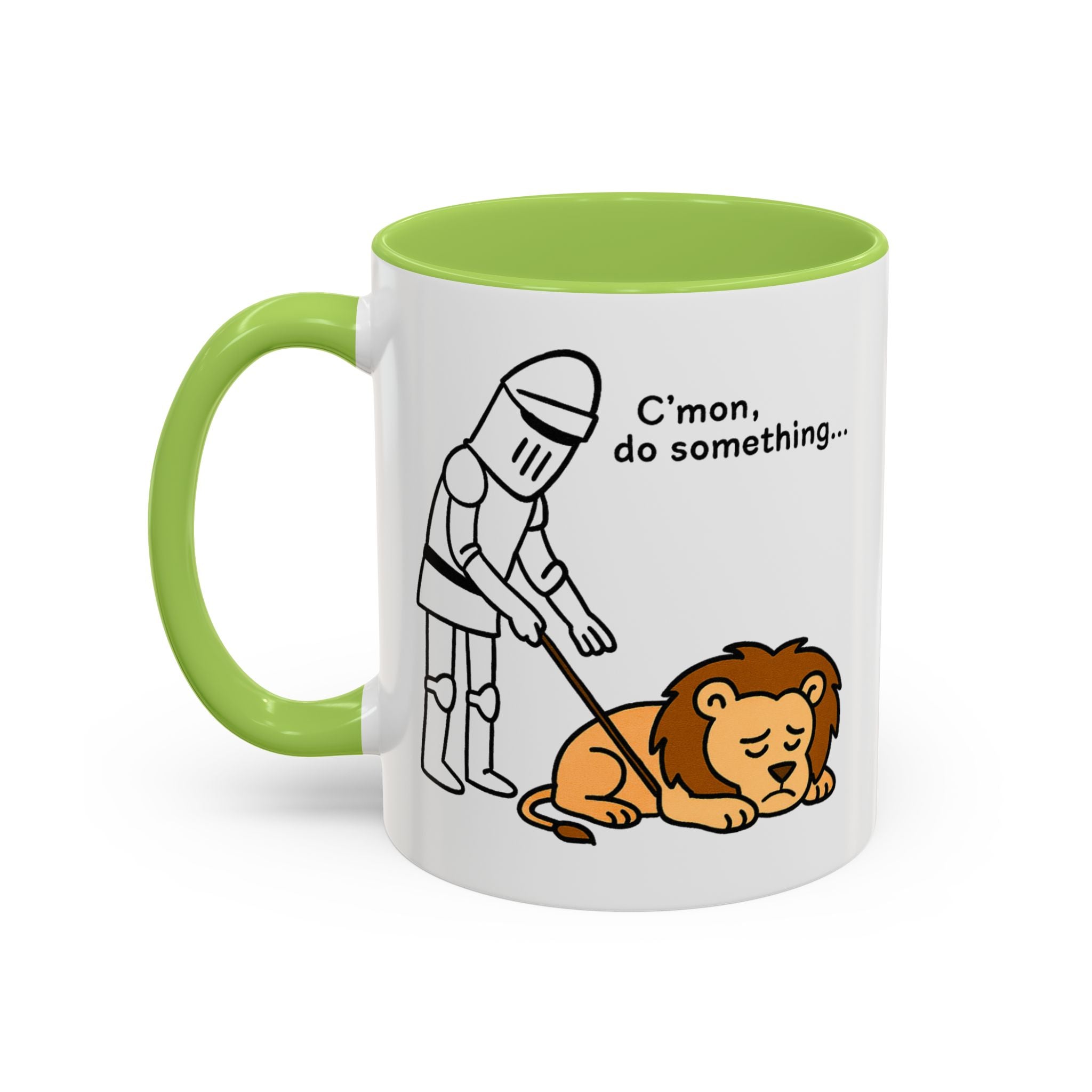 C'mon, Do Something Meme Mug | England Lion & Knight Tea Cup | 11oz Funny Medieval Parody Mug | English Patriot Mug