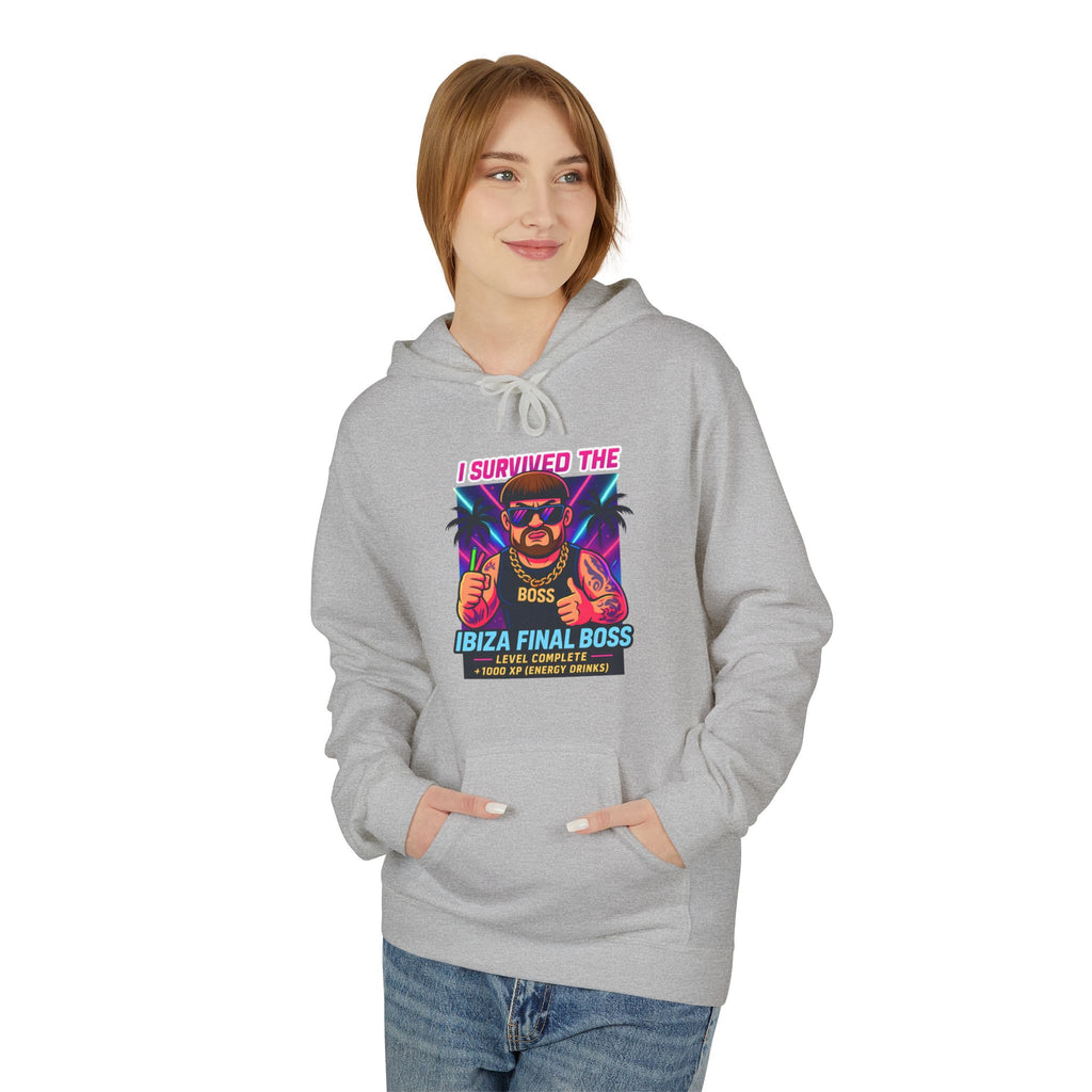 I Survived the Ibiza Final Boss Hoodie | Funny UK Summer Meme Sweatshirt | British Pop Culture Festival Gift Z | Unisex Rave Hoodie