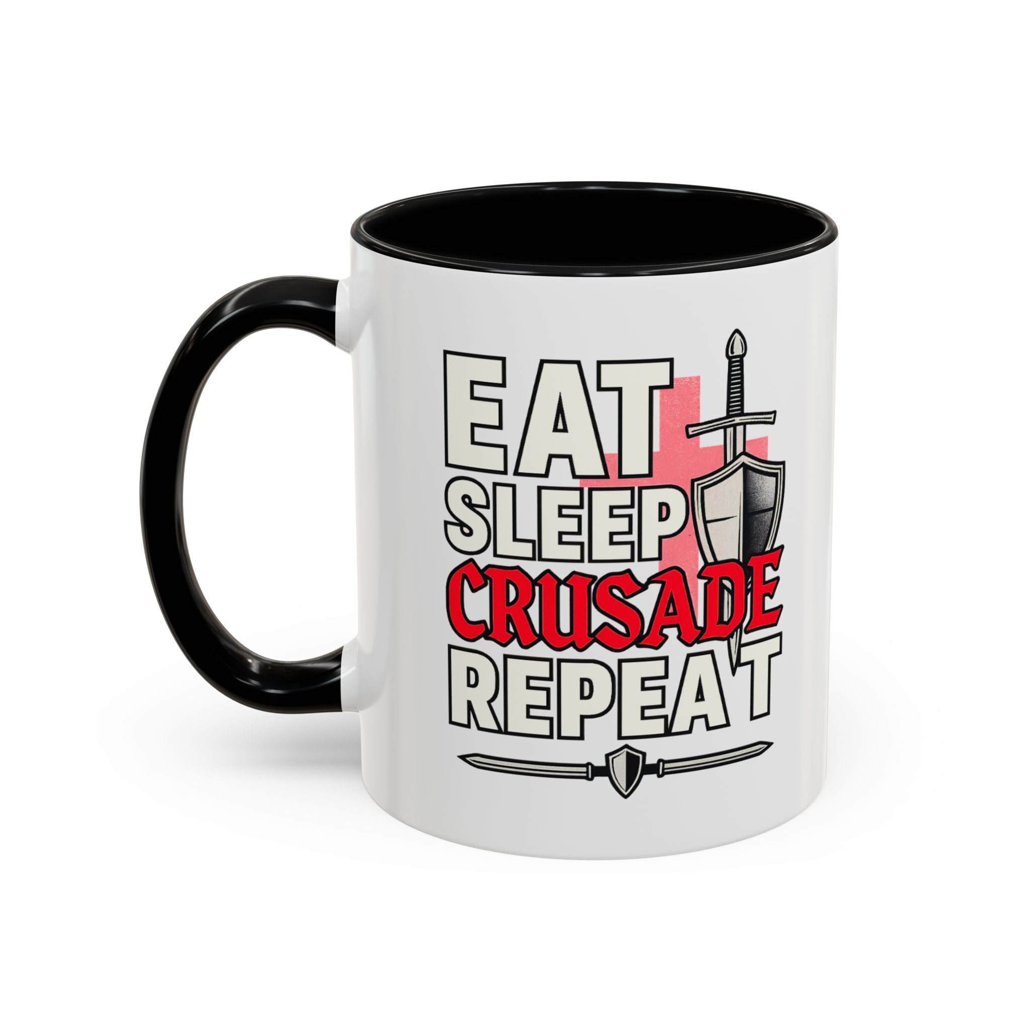 Eat Sleep CRUSADE Repeat 11oz Mug | Medieval Knight Coffee Cup | National Pride Mug | Funny Gamer Gift | English Patriot Mug