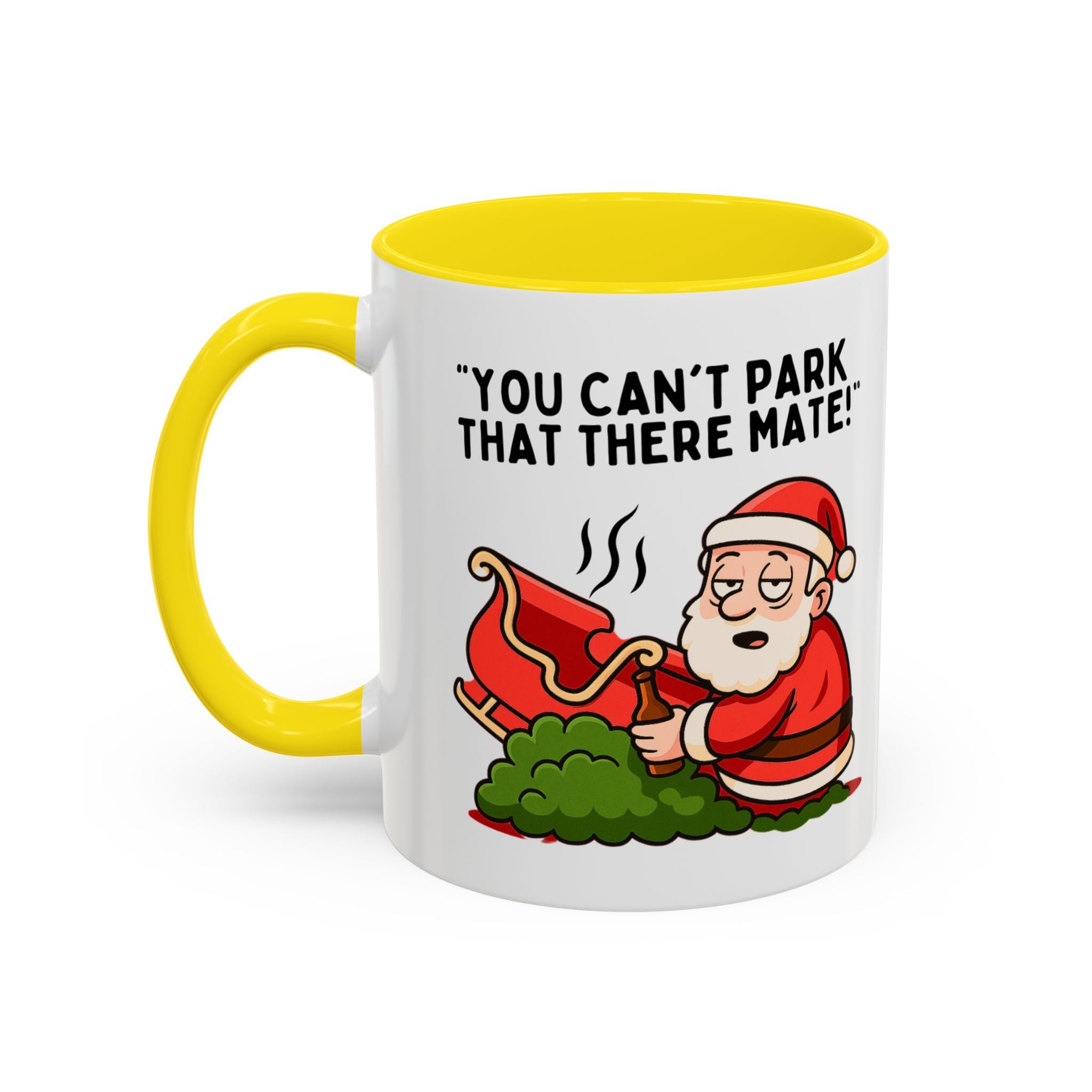 You Can't Park That There Mate! - Funny British Christmas Mug | Tipsy Santa Design | Cheeky Xmas Gift | Festive UK Humour Mug