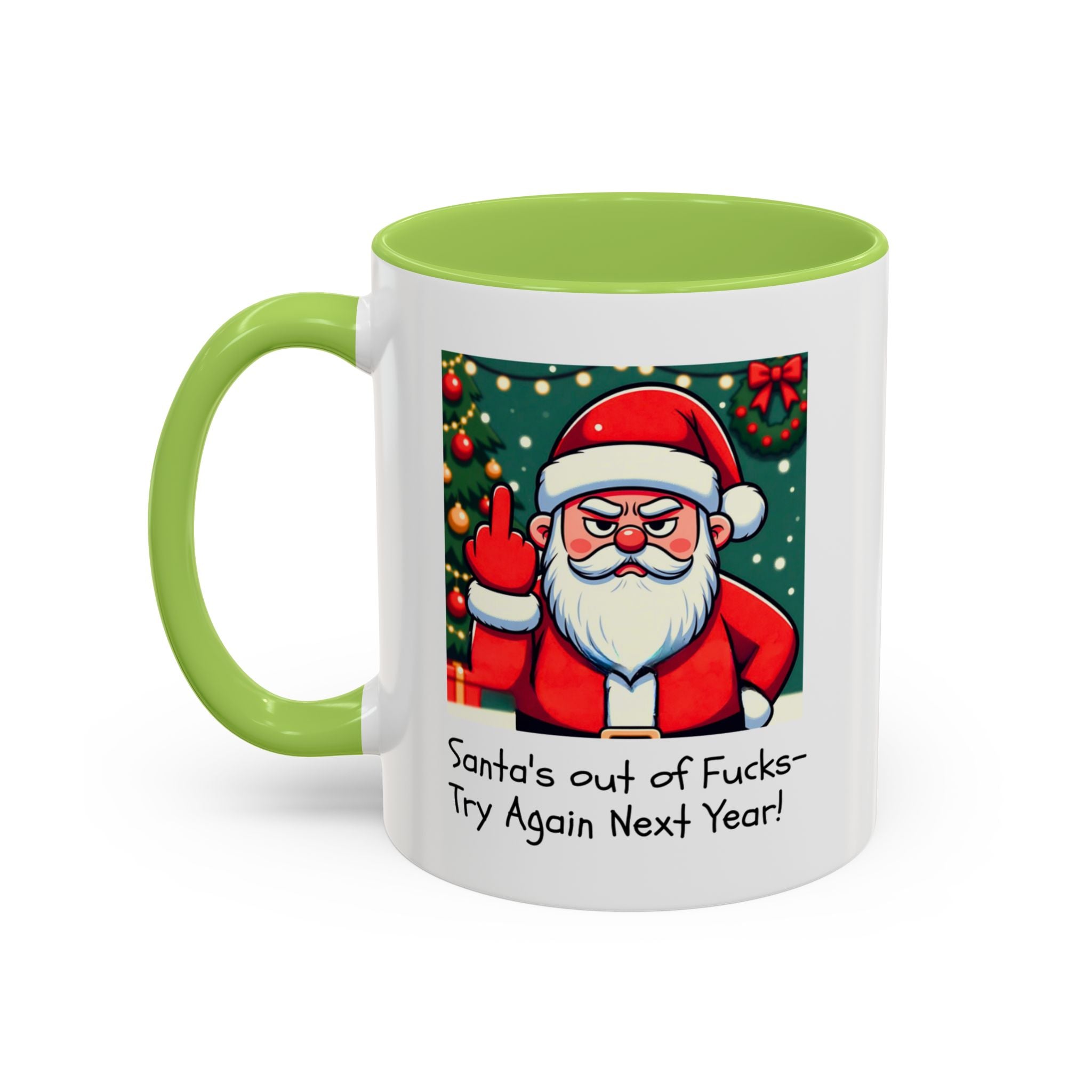 Bad Santa Middle Finger Mug | Rude and Offensive Christmas Funny Gag Gift