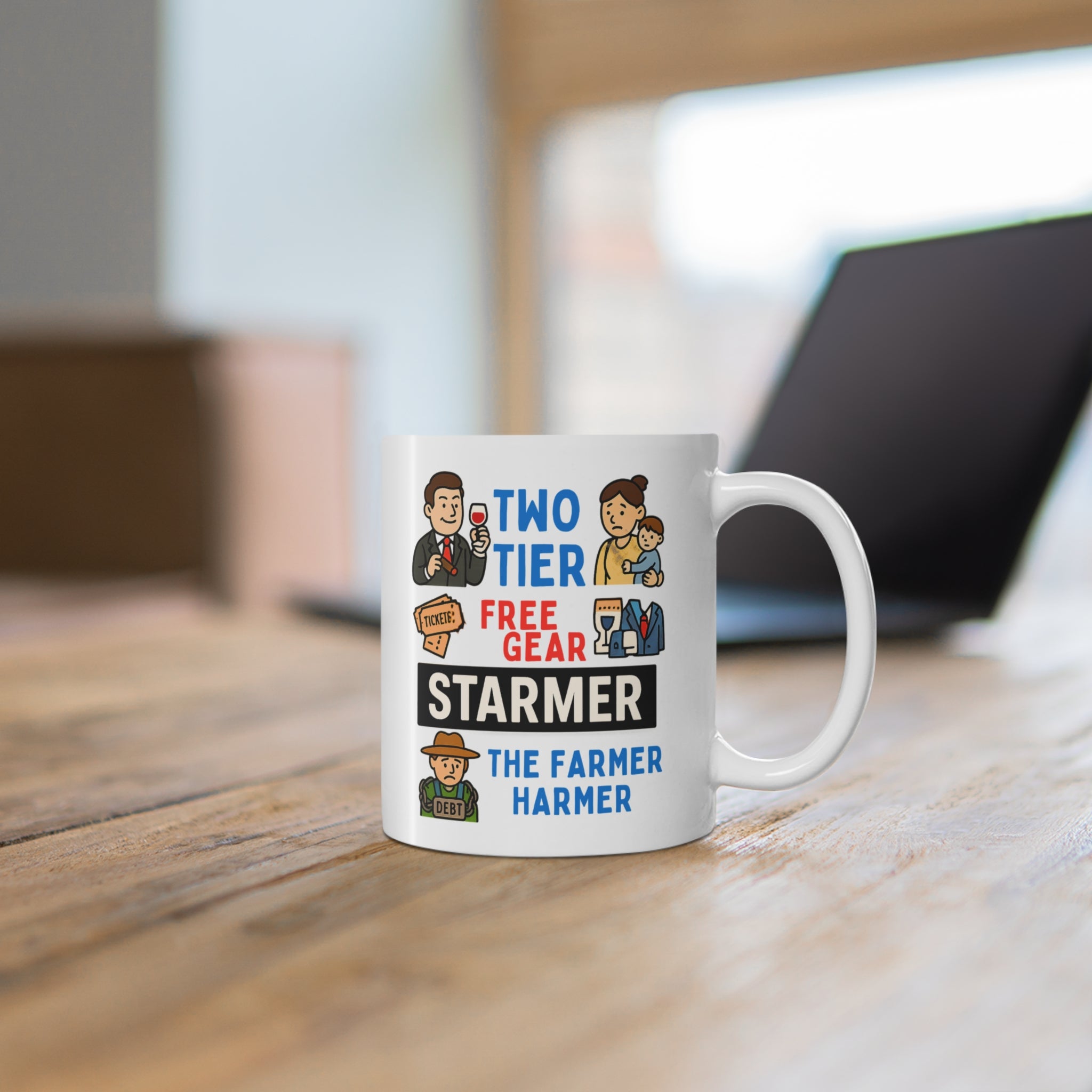 Two Tier Keir Starmer Parody Mug | Funny Political Satire Coffee Cup | Free Speech Patriotic UK Freedom Meme Gift | 11oz & 15oz Ceramic