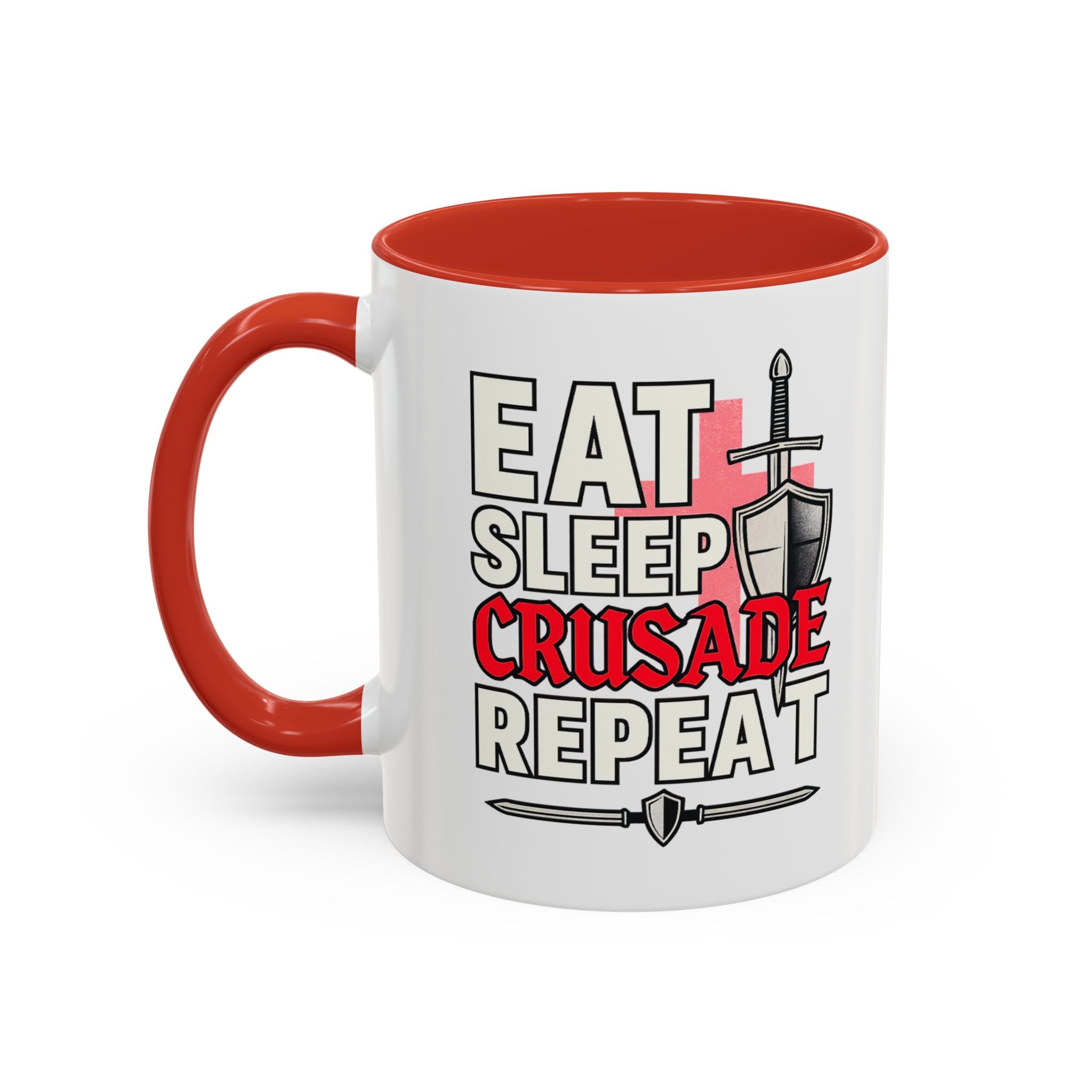 Eat Sleep CRUSADE Repeat 11oz Mug | Medieval Knight Coffee Cup | National Pride Mug | Funny Gamer Gift | English Patriot Mug
