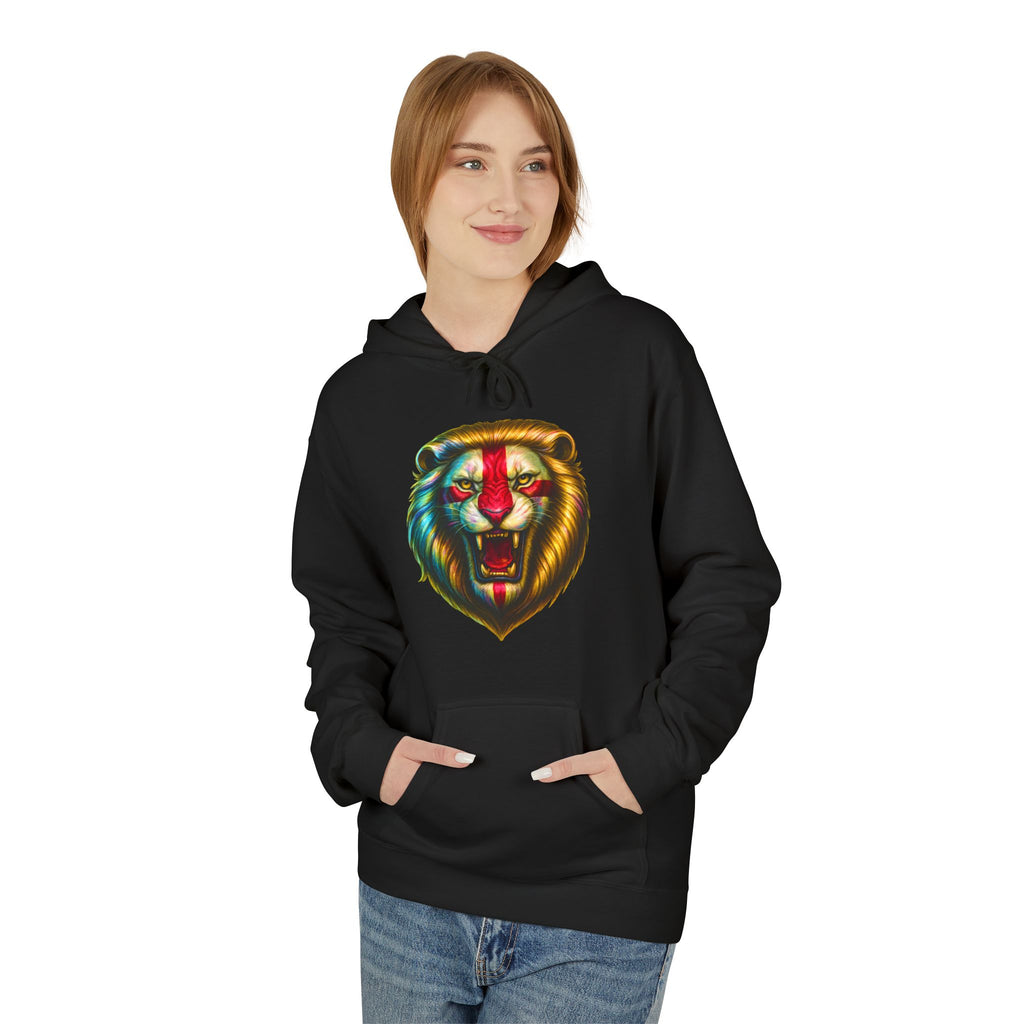 MEGA Hoodie with Shiny English Lion | Patriotic St George's Cross Unisex Hoodie | Funny Medieval England Gift