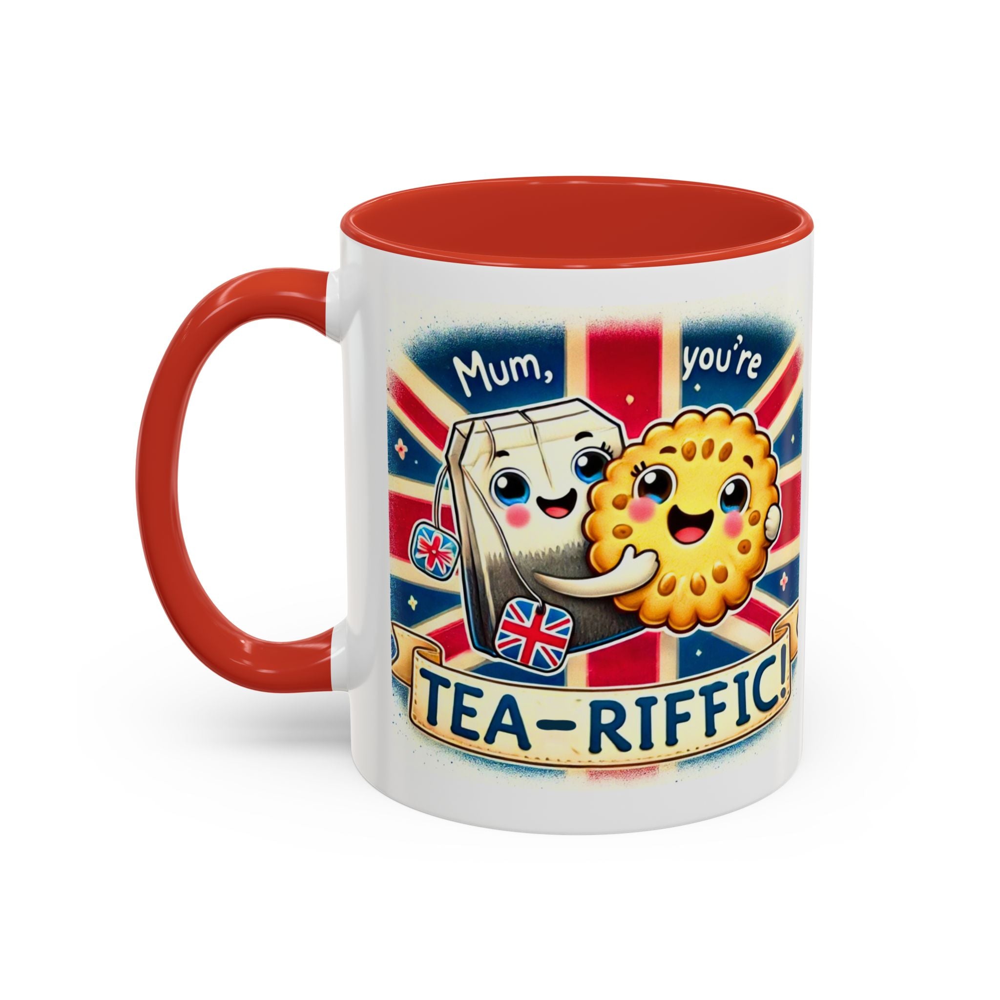Mum, You're Tea-Riffic! 11oz Accent Mug | Funny British Mothers Day Gift | Cute Tea Lover Accent Cup | Funny Pun Mug | Gift for Mum