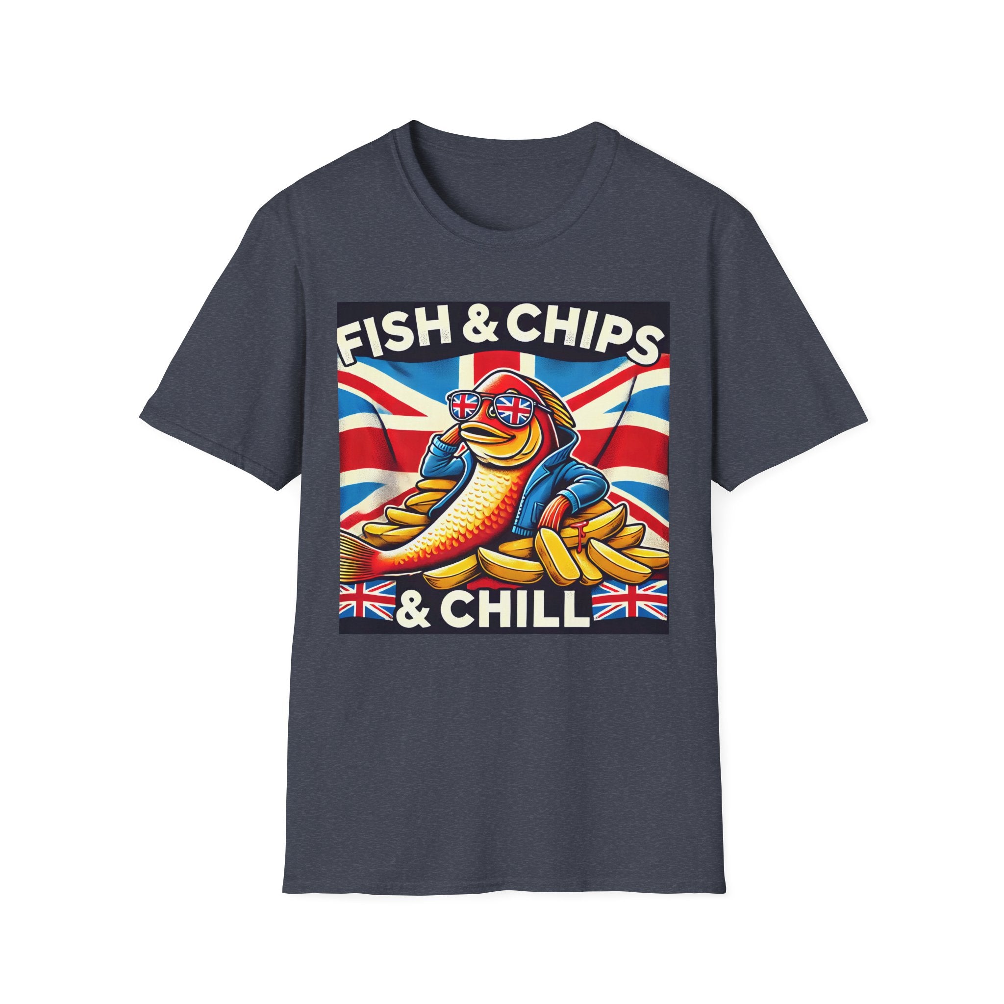 Fish & Chips n Chill Unisex T-Shirt | The Ultimate British Foodie Tee | Funny Pub Festival Wear | Gift for Food Lovers | UK Banter Apparel