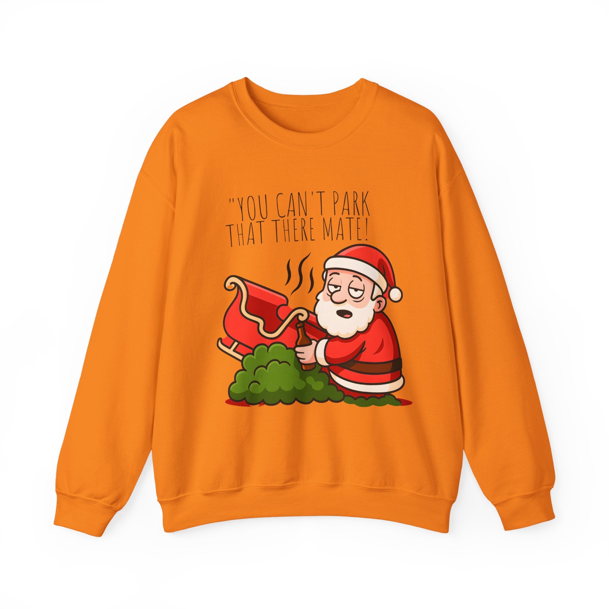 You Can't Park That There Mate! Funny British Christmas Jumper | Drunk Santa Sweatshirt | Cheeky UK Xmas Gift | Cozy Unisex Sweater
