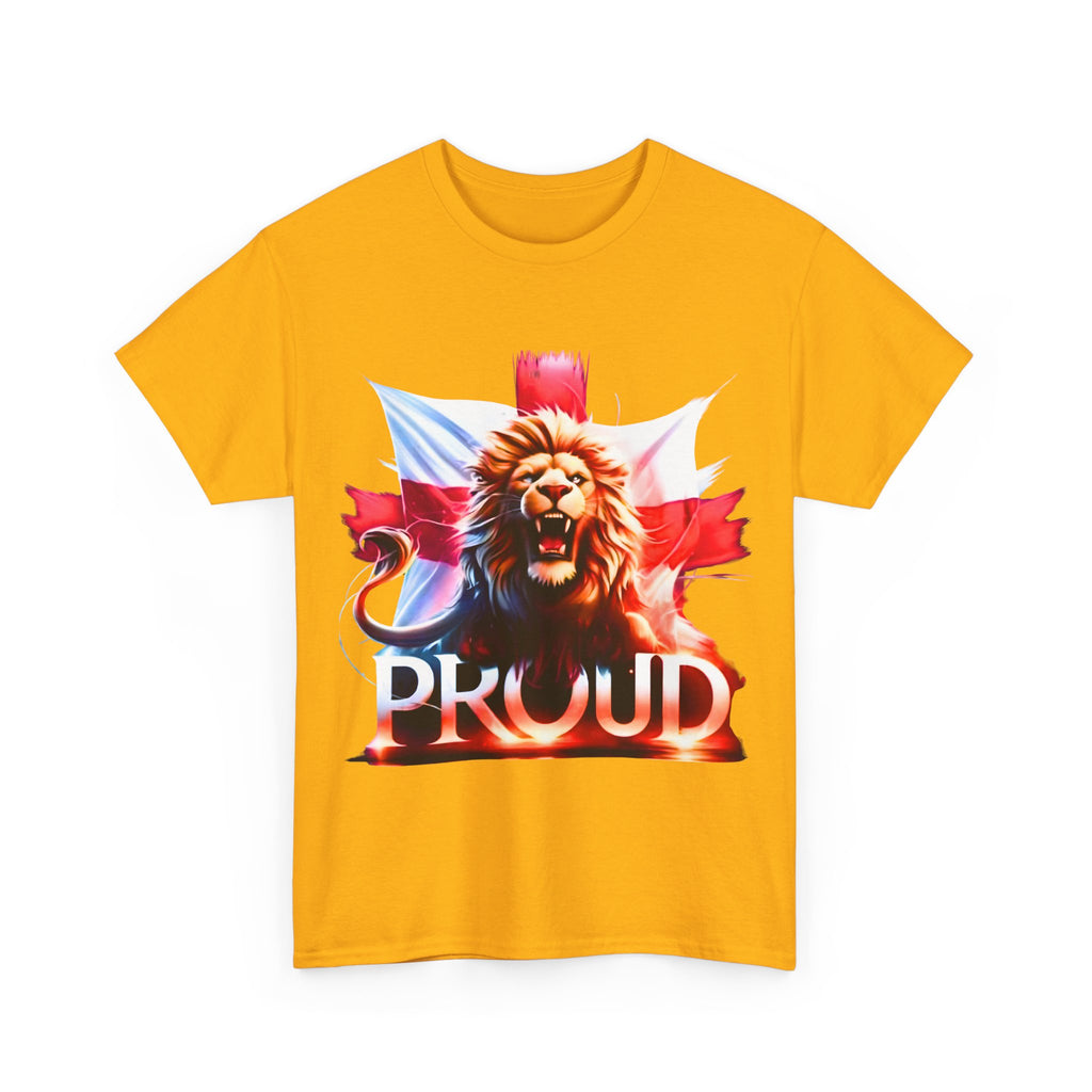 Proud Lion Unisex Cotton Tee (Transparent Background) | English Patriot Shirt | MEGA | Patriotic UK T-Shirt | National Pride Rally Merch
