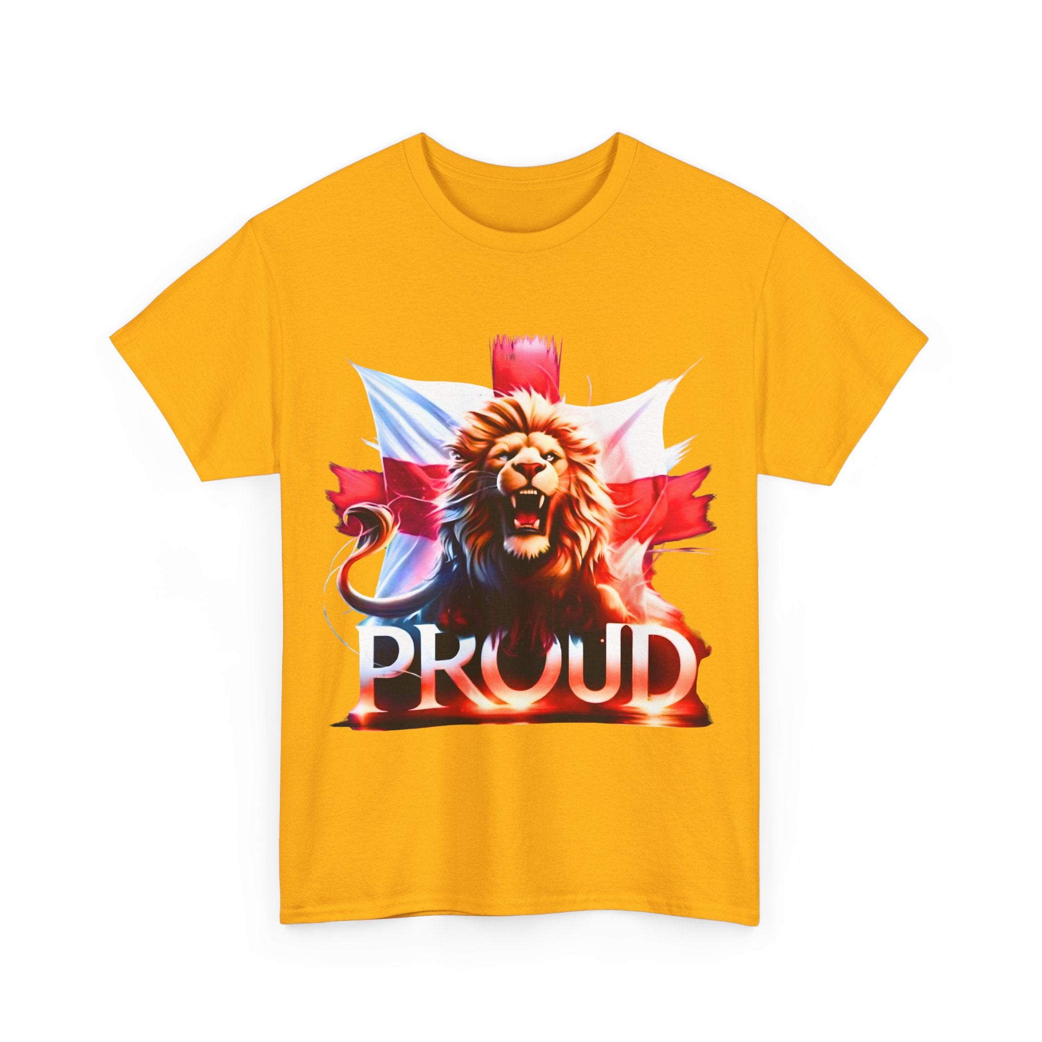 Proud Lion Unisex Cotton Tee (Transparent Background) | English Patriot Shirt | MEGA | Patriotic UK T-Shirt | National Pride Rally Merch