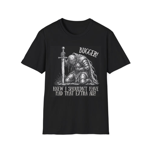 Funny medieval knight Bugger extra ale black t-shirt