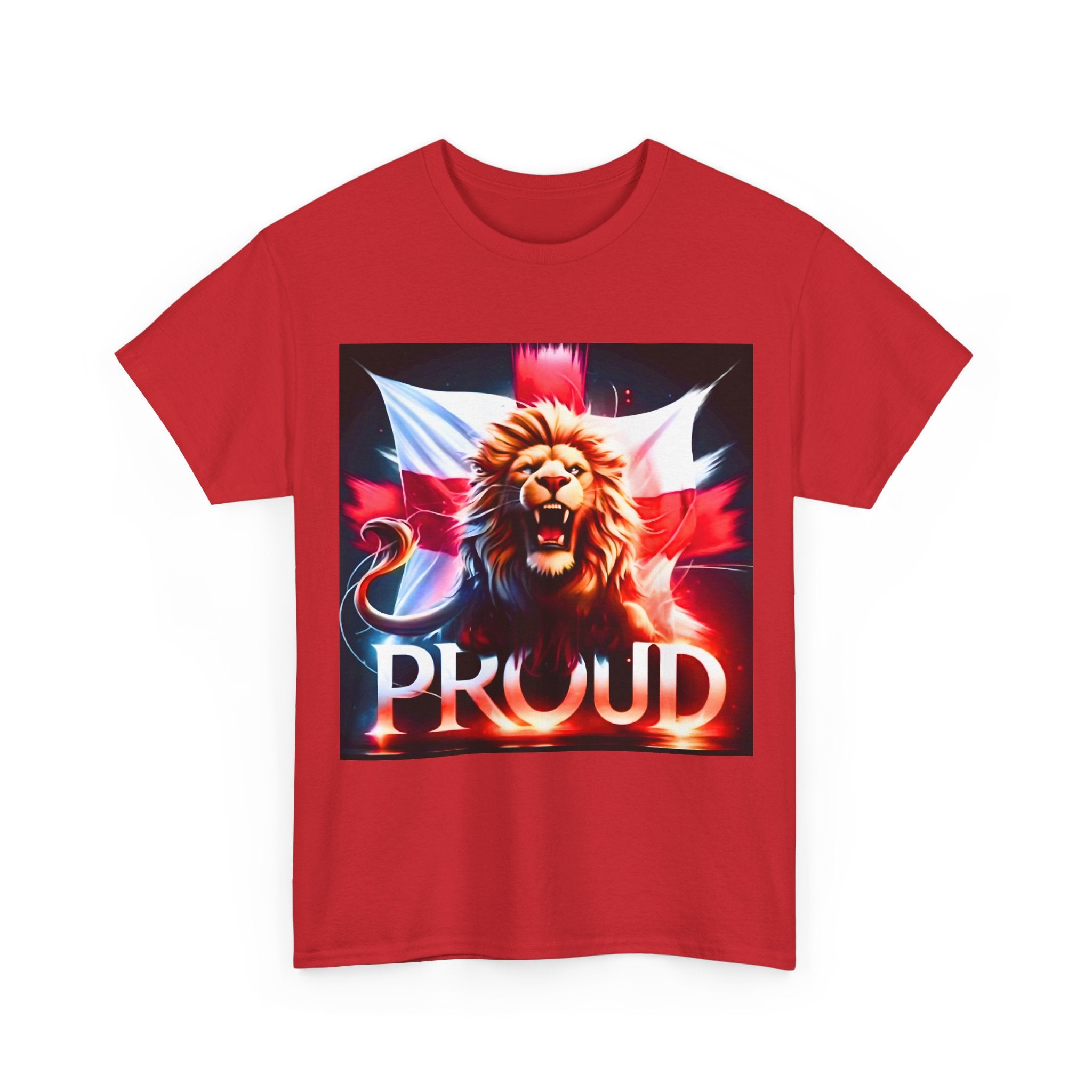 Proud Lion Unisex Cotton Tee | English Patriot Shirt | MEGA | Patriotic UK T-Shirt | Statement Shirt | National Pride Rally Merch