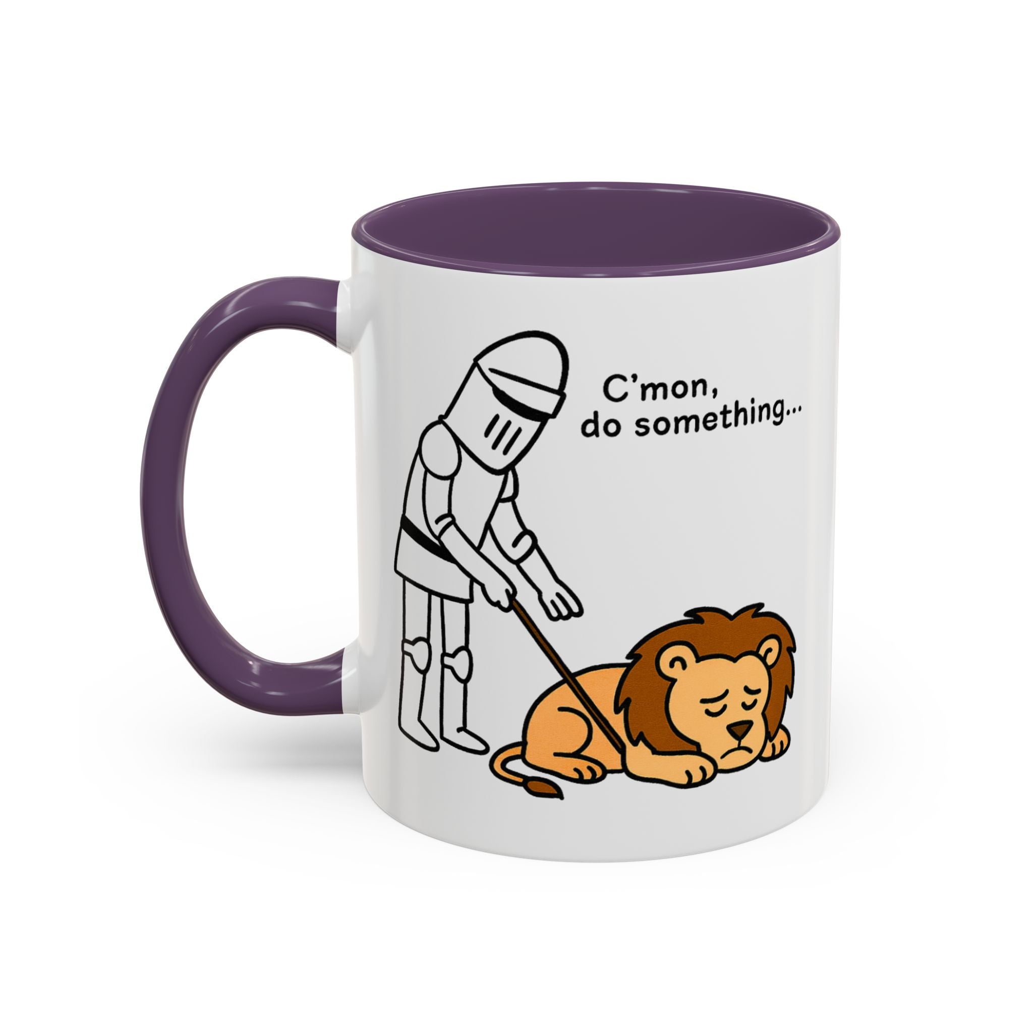 C'mon, Do Something Meme Mug | England Lion & Knight Tea Cup | 11oz Funny Medieval Parody Mug | English Patriot Mug